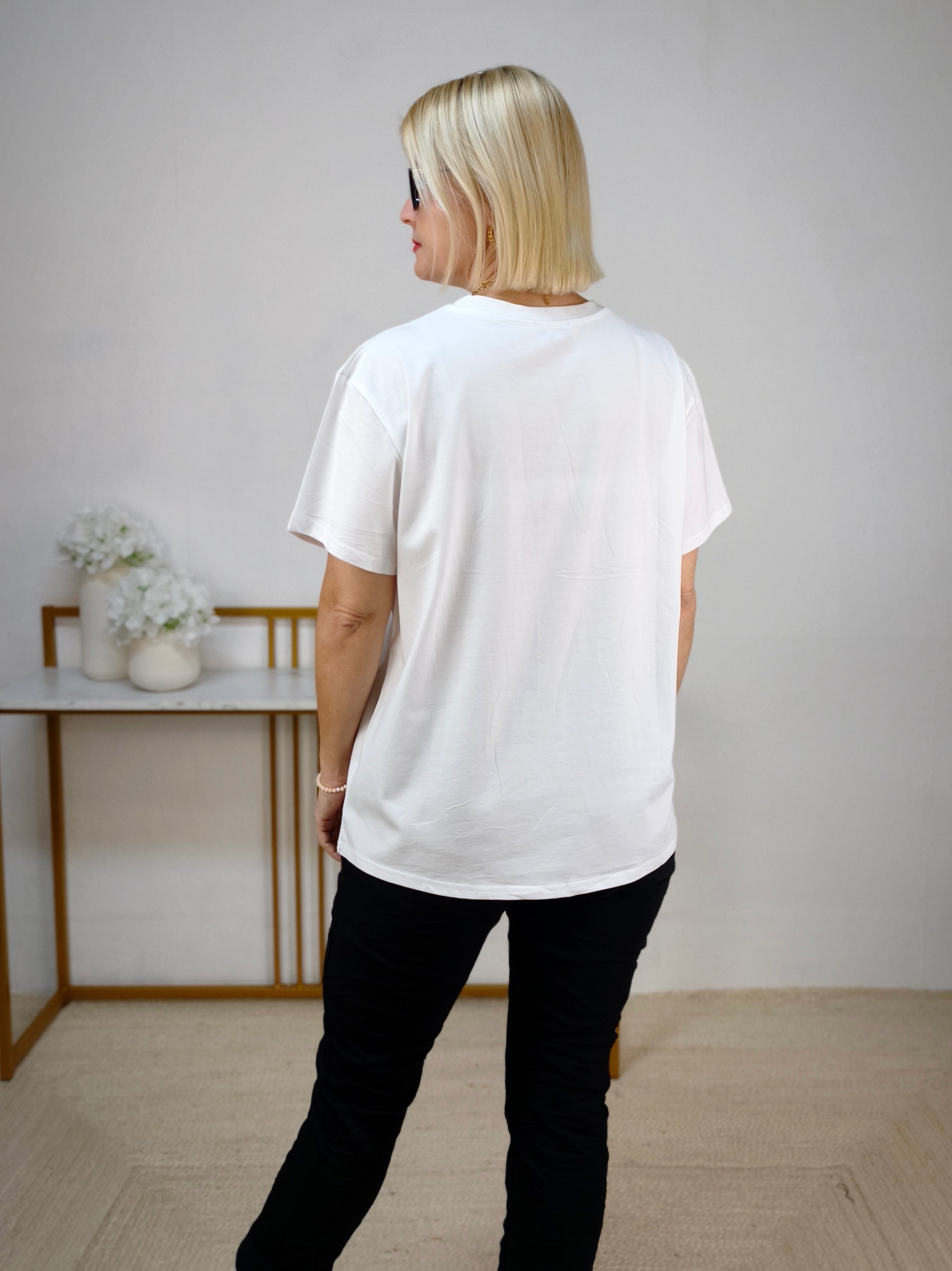 T-Shirt "Toi - new day, new love" weiss/gelb (36-42)