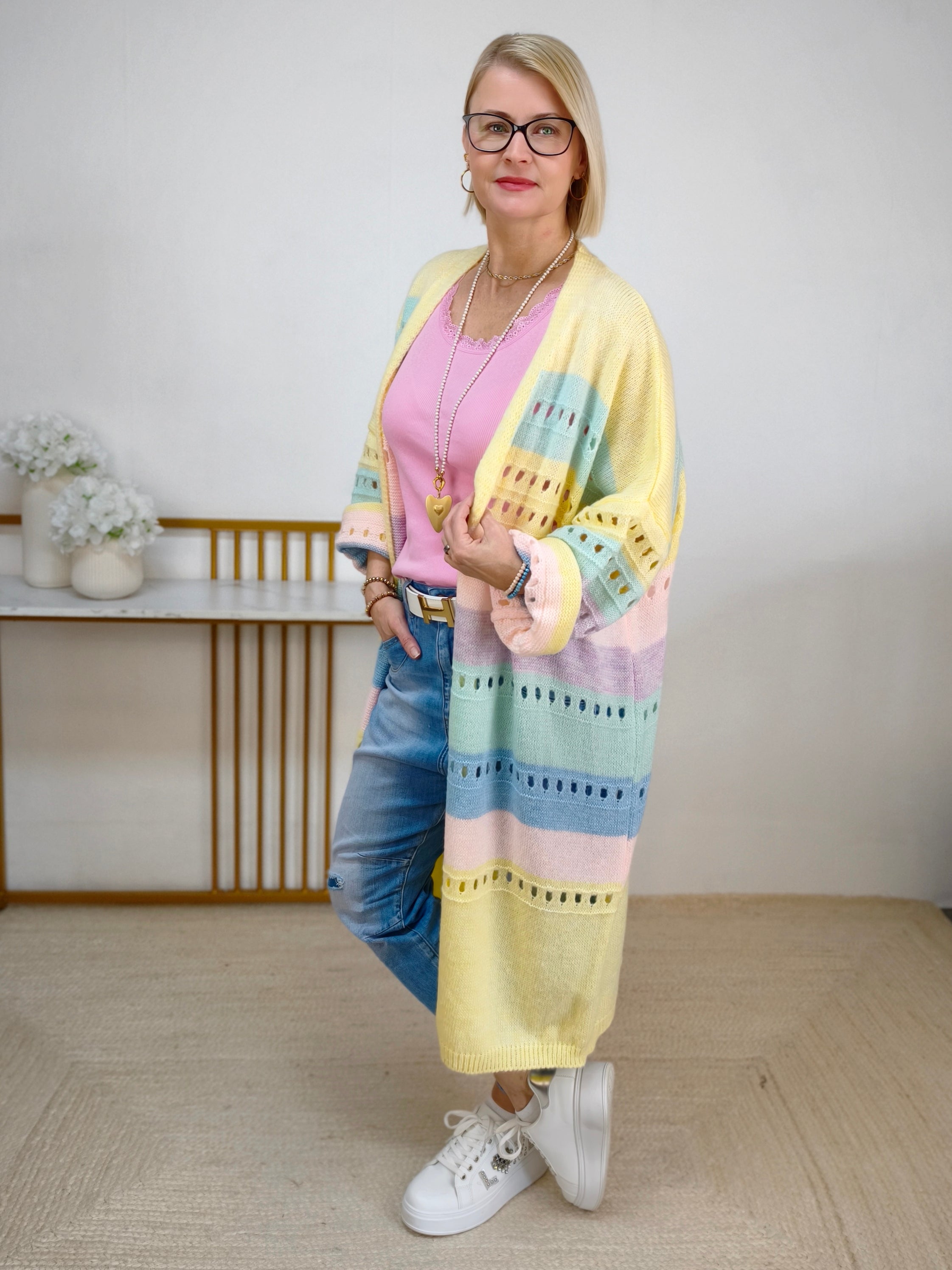 Cardigan "Rainbow" gelb (38-44/46)