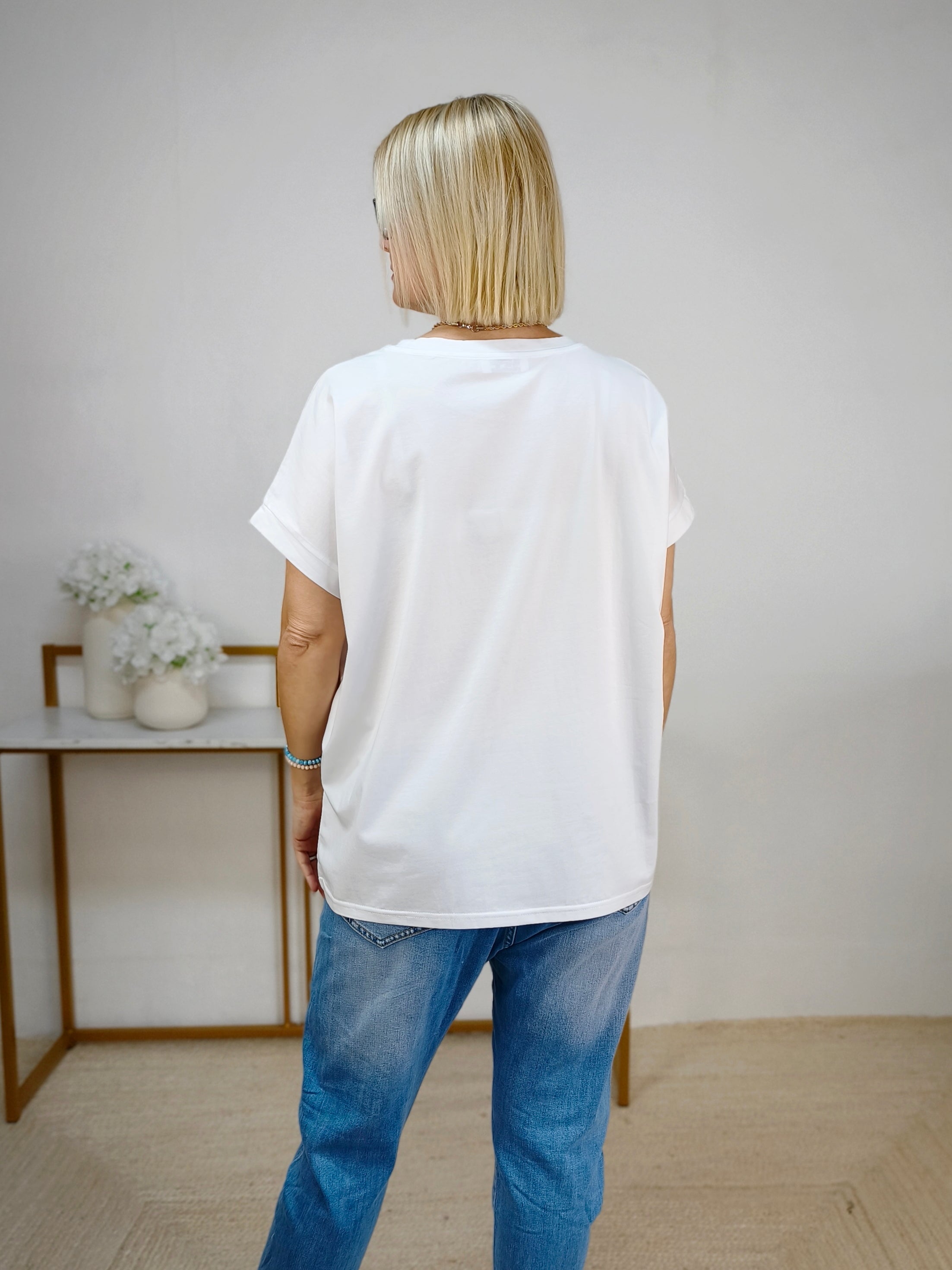 T-Shirt "Aloha" weiss/rosa (38-42/44)