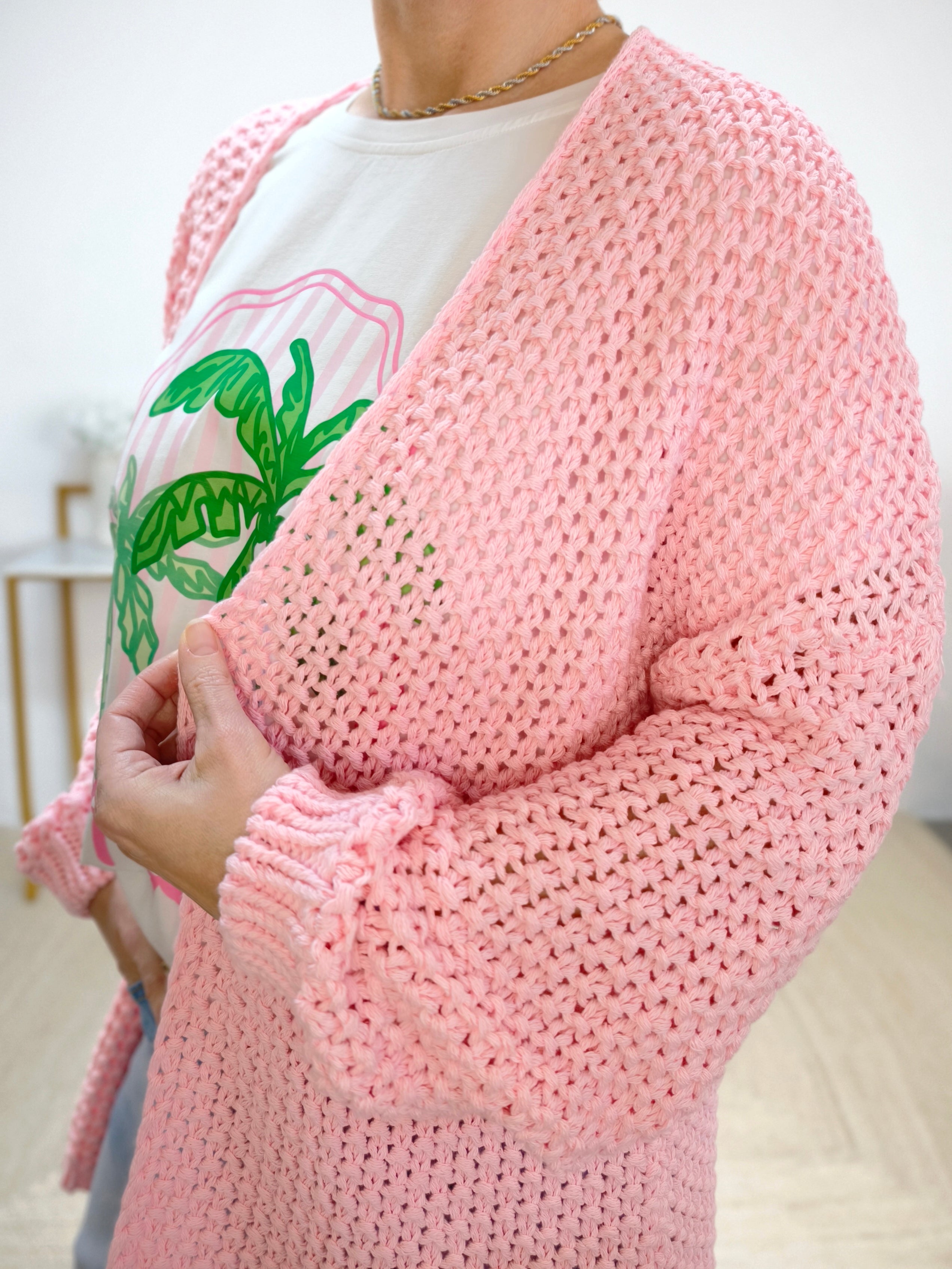 Strickjacke/Cardigan in grobstrick rosa (38-44)