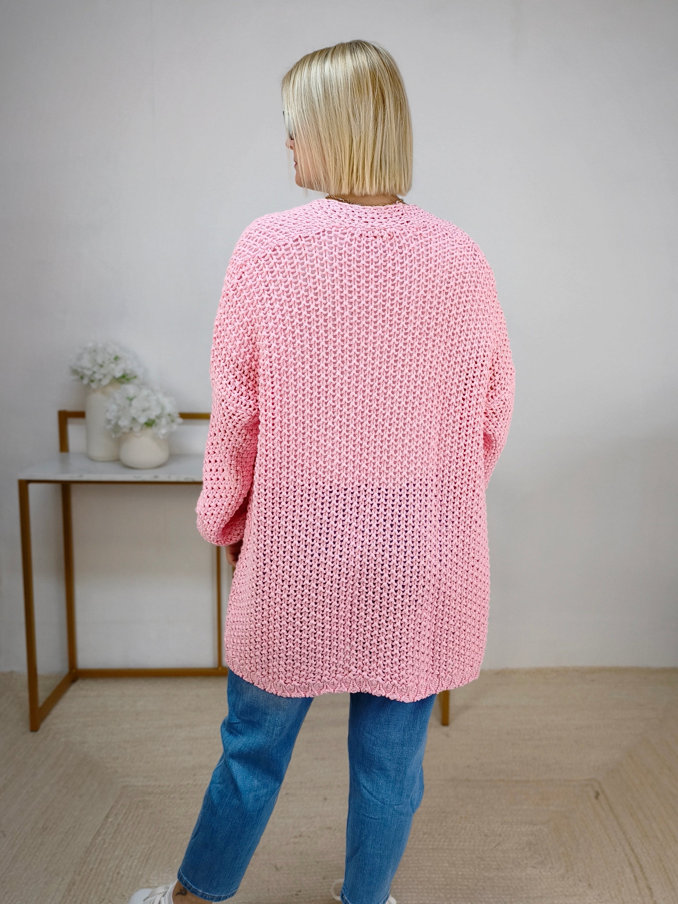 Strickjacke/Cardigan in grobstrick rosa (38-44)