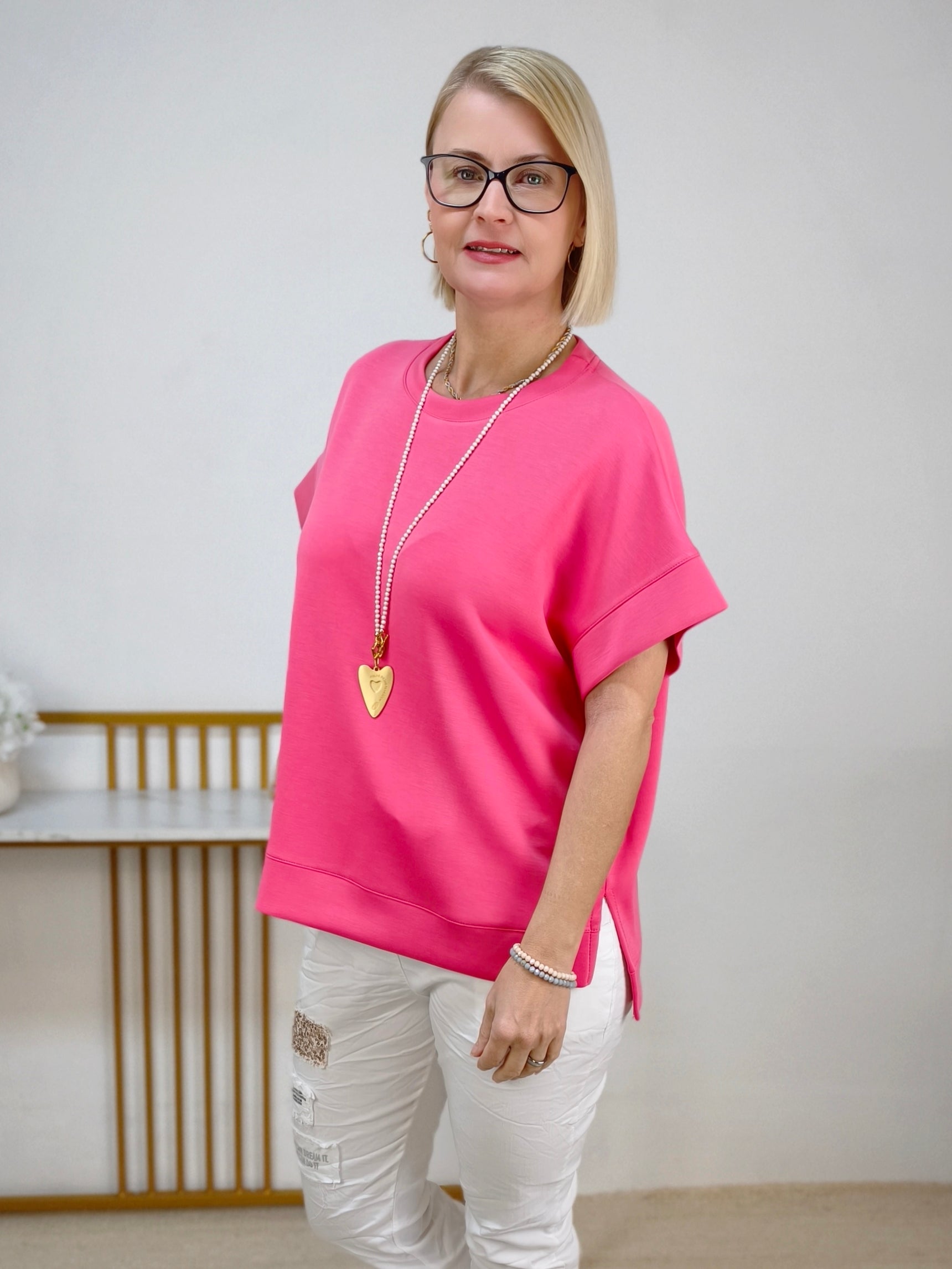 Damen Shirt "Ina" unifarben in strawberry (38-44)