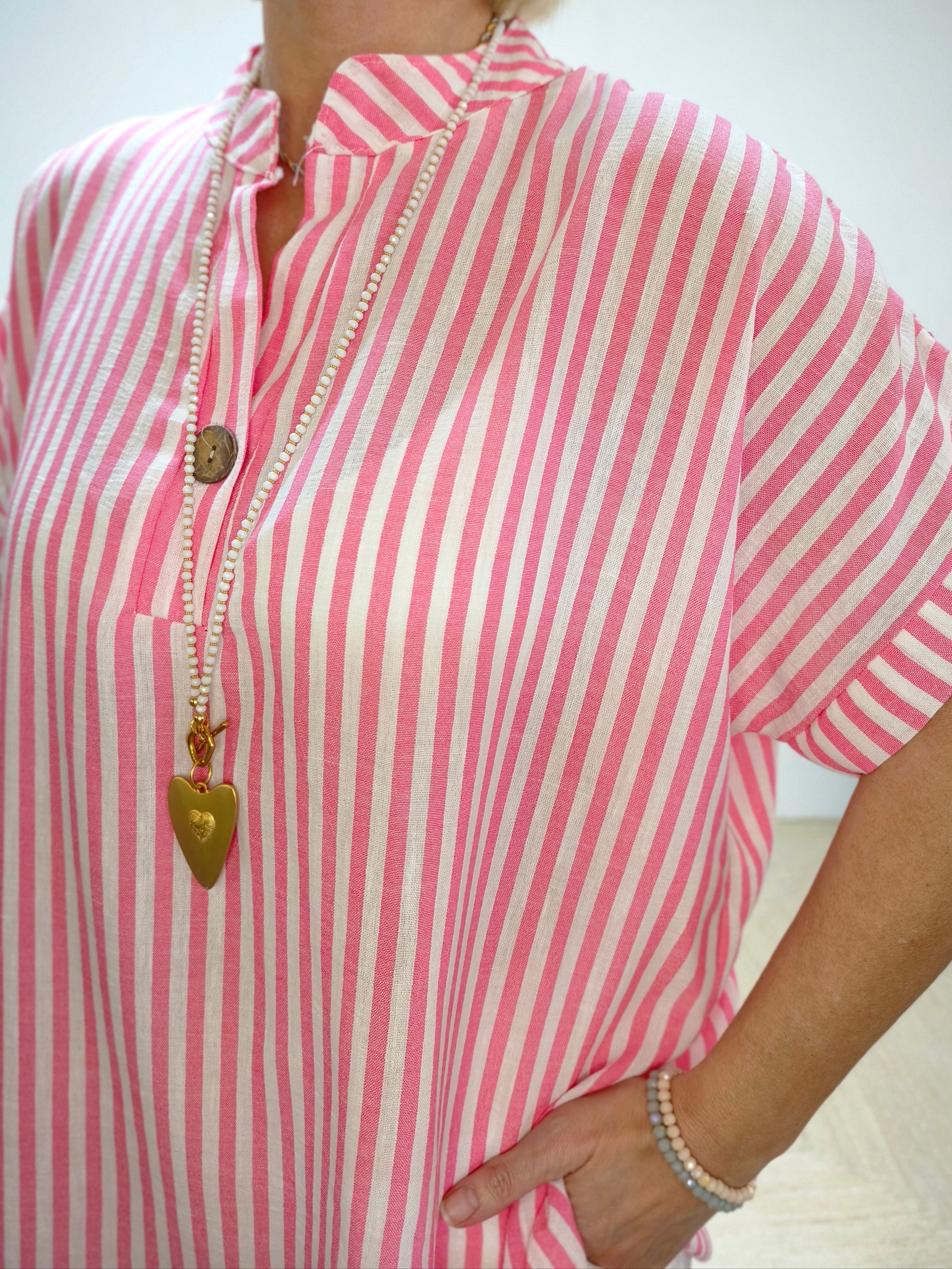 Gestreifte Bluse weiss/pink (40-42/44)