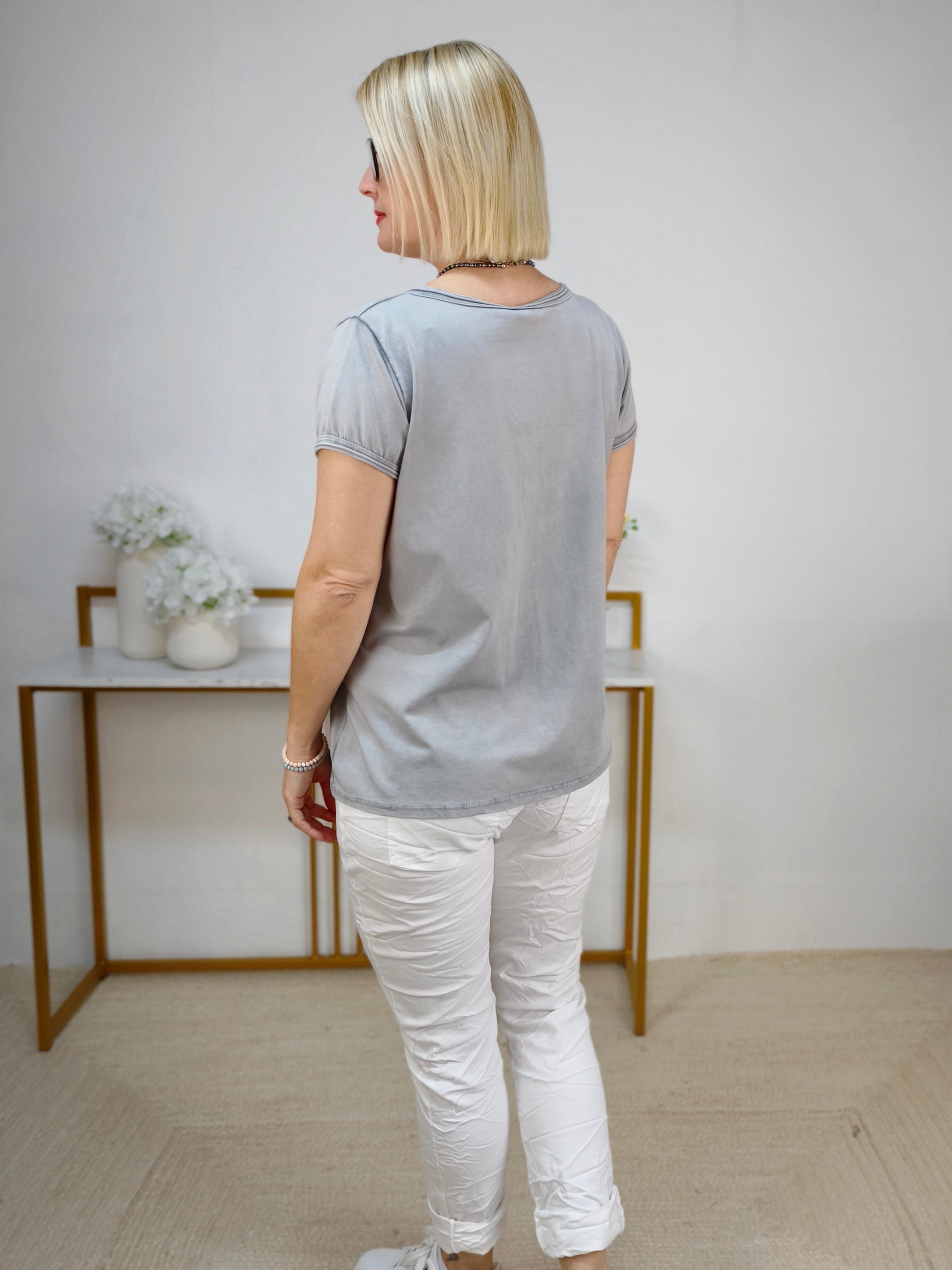 Damen Shirt einfarbig steingrau (36-42)