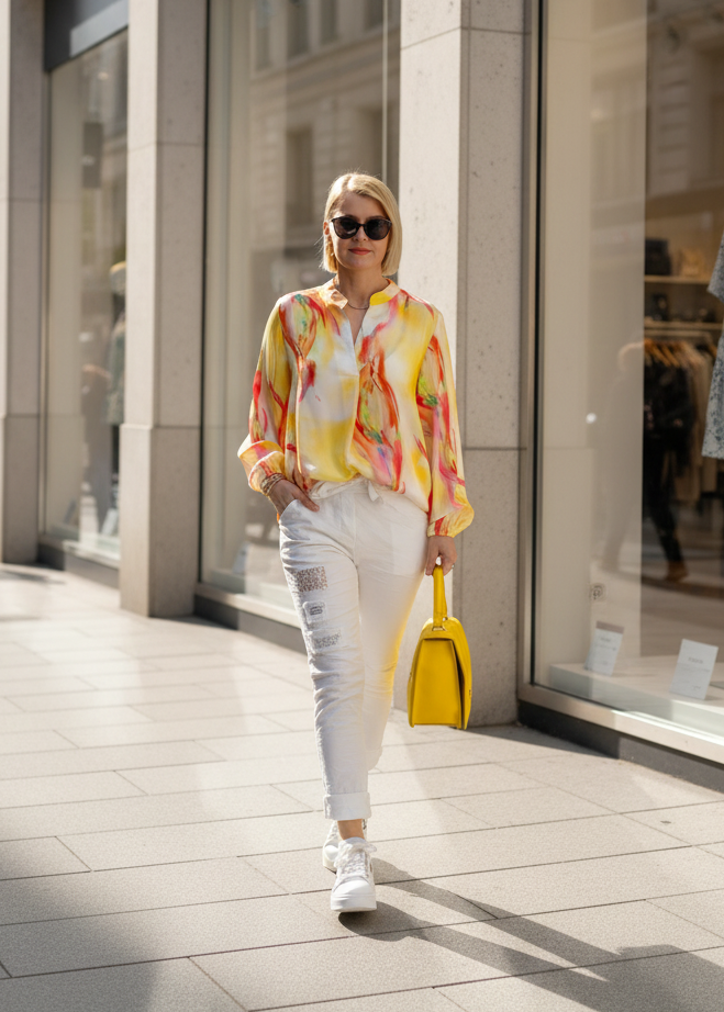 Bluse "Sunset" gelb/pink/orange (36-42)