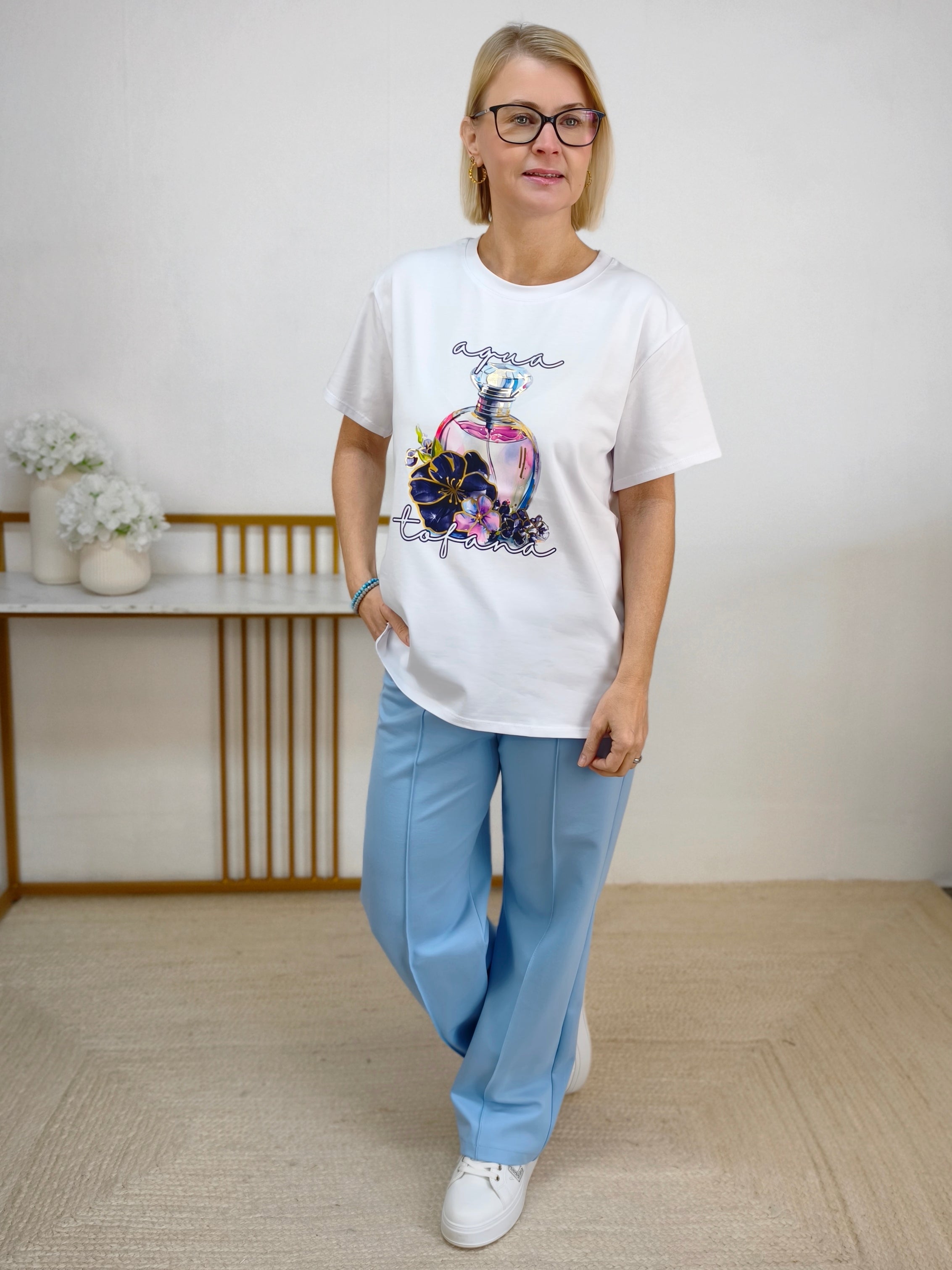 T-Shirt "Aqua" weiss/blau (36-42)