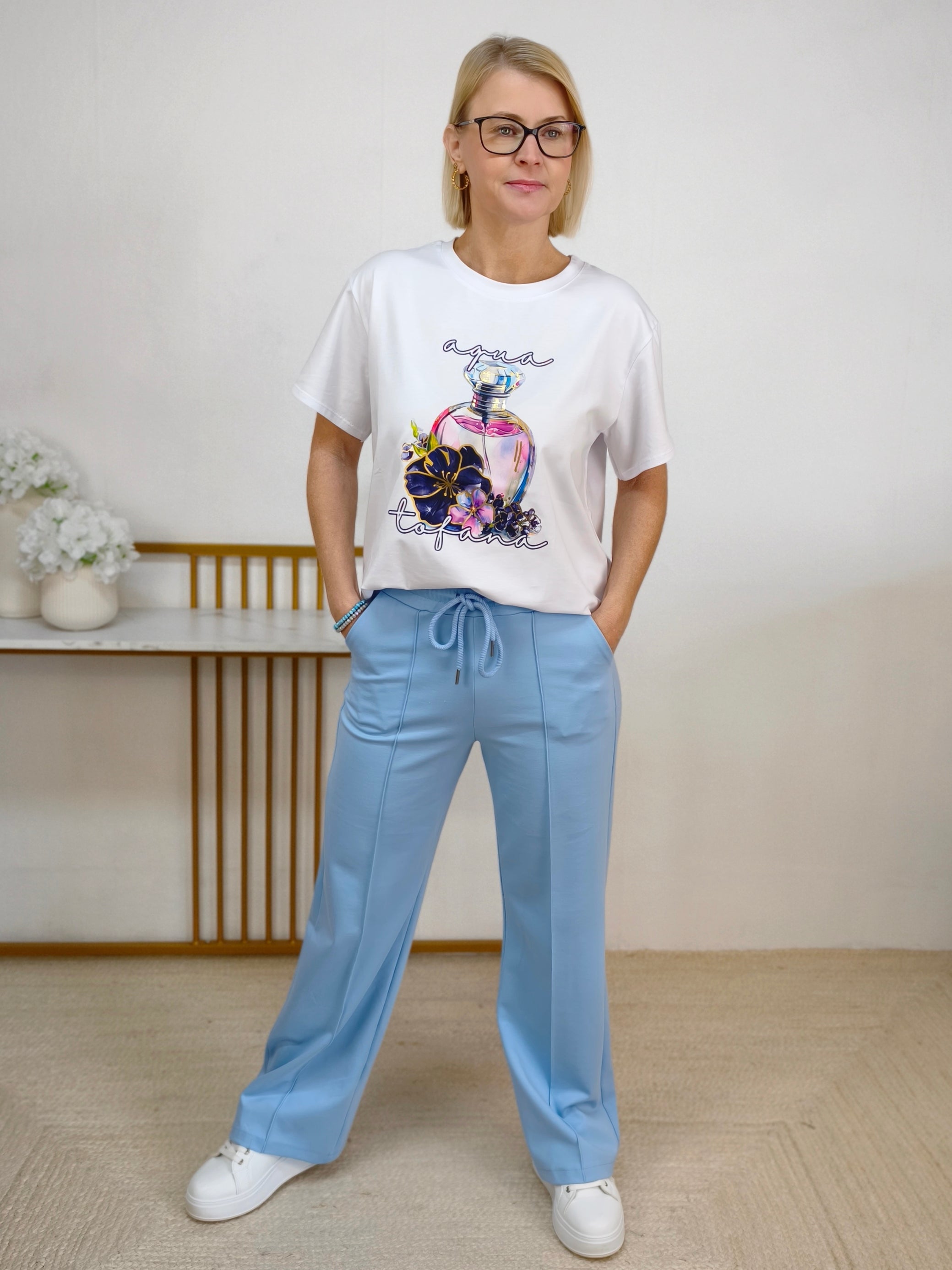 T-Shirt "Aqua" weiss/blau (36-42)