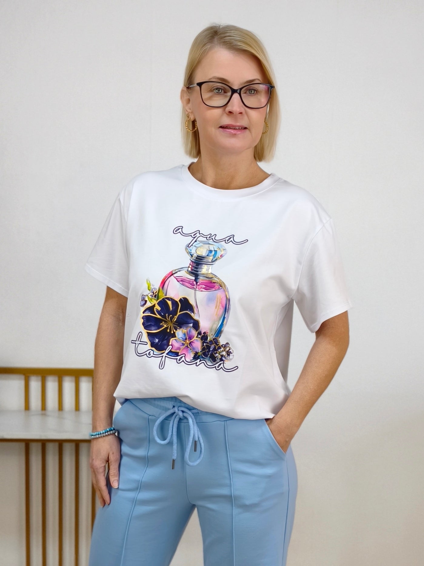 T-Shirt "Aqua" weiss/blau (36-42)