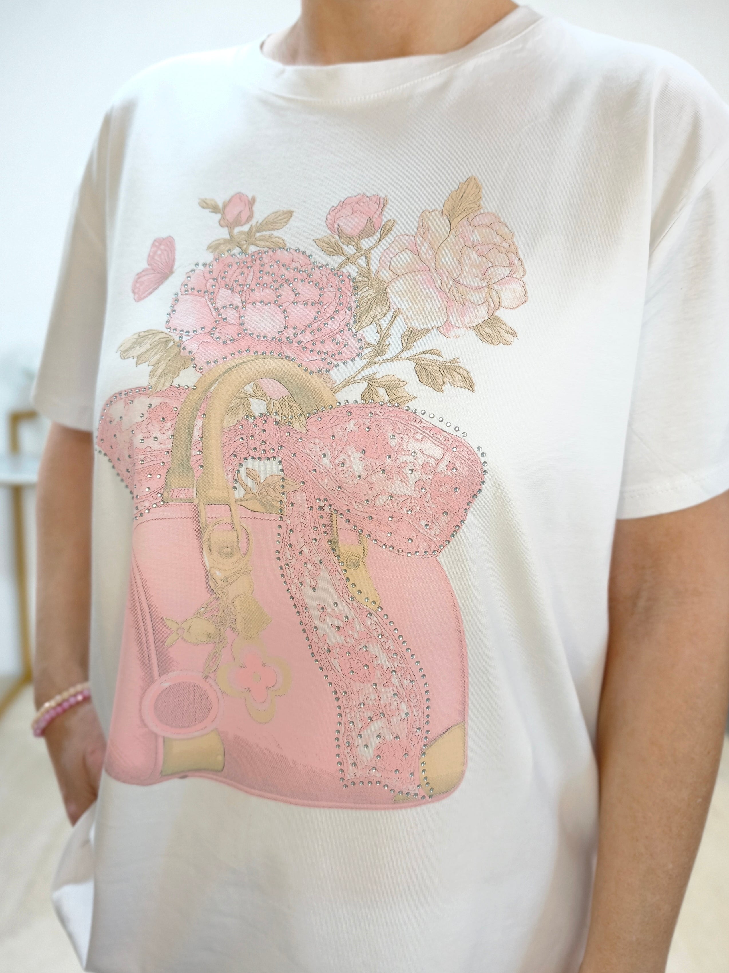 T-Shirt "Hand Bag" weiss/rosa (36-42)