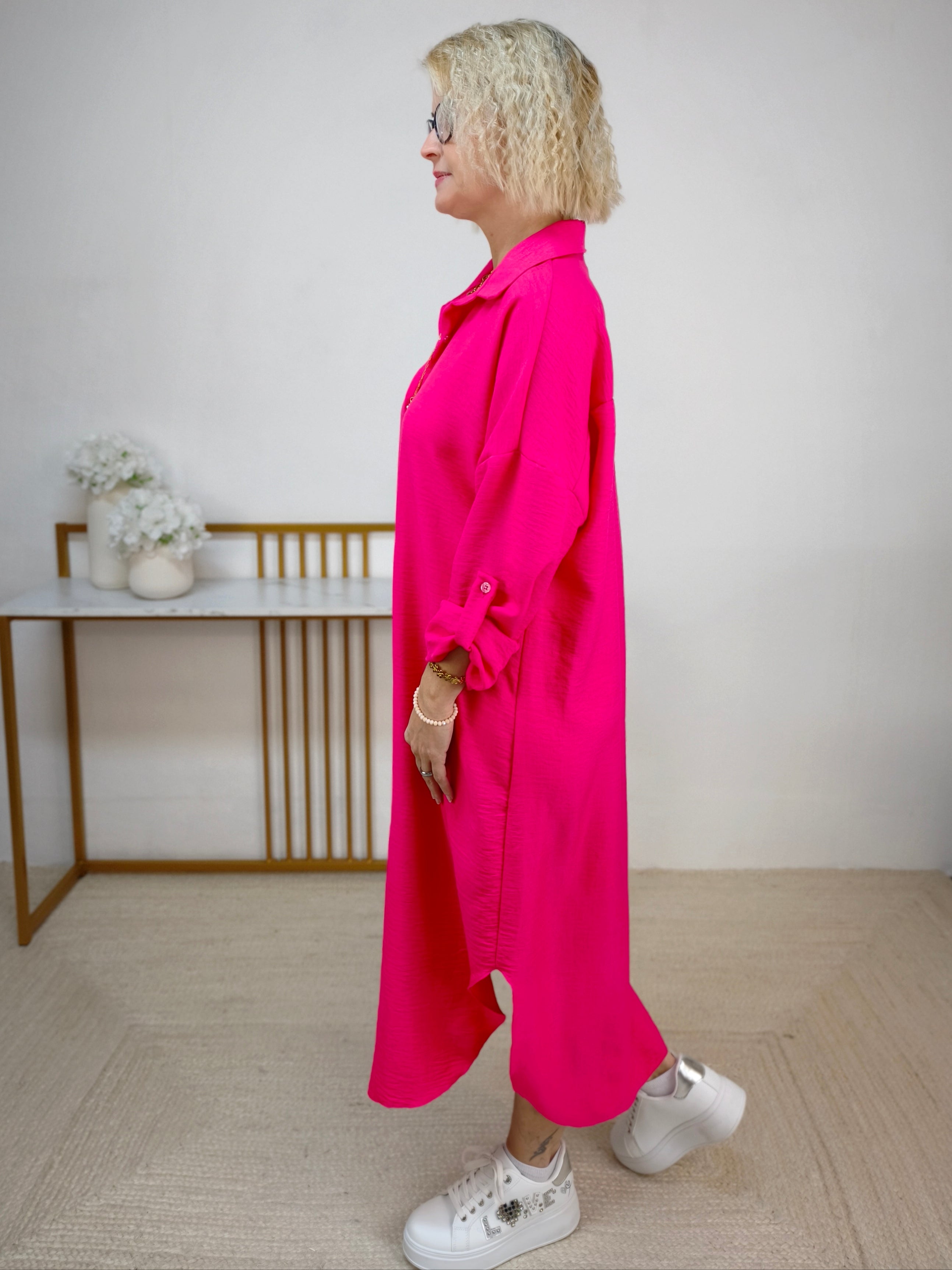 Hemdkleid einfarbig in fuchsia (38-44)