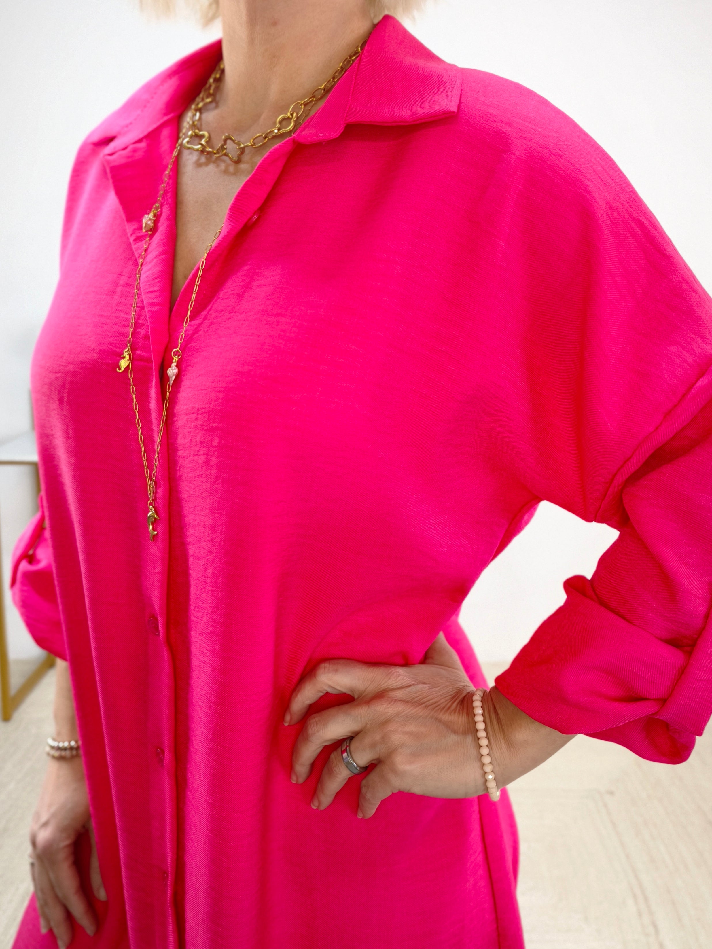 Hemdkleid einfarbig in fuchsia (38-44)