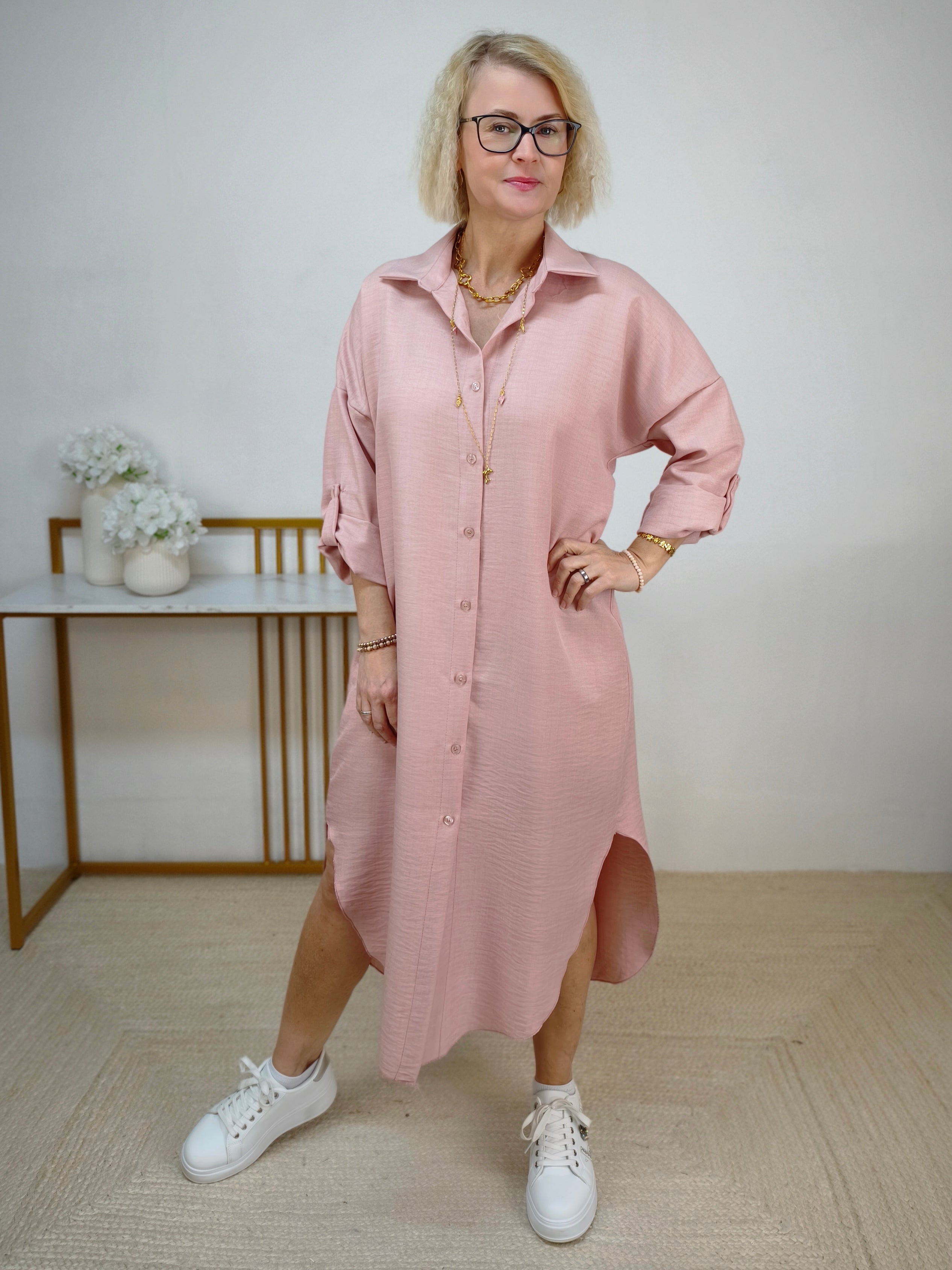 Hemdkleid einfarbig in altrosa (38-44)