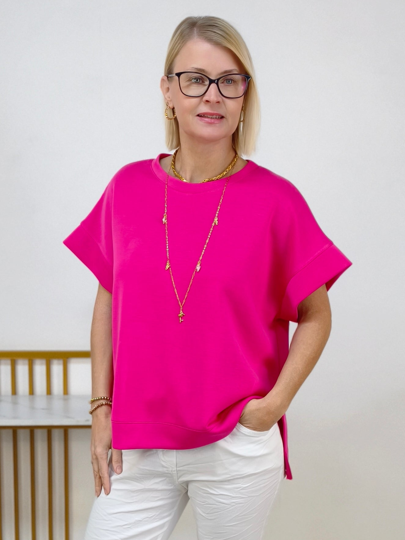 Damen Shirt "Ina" unifarben in pink (38-44)