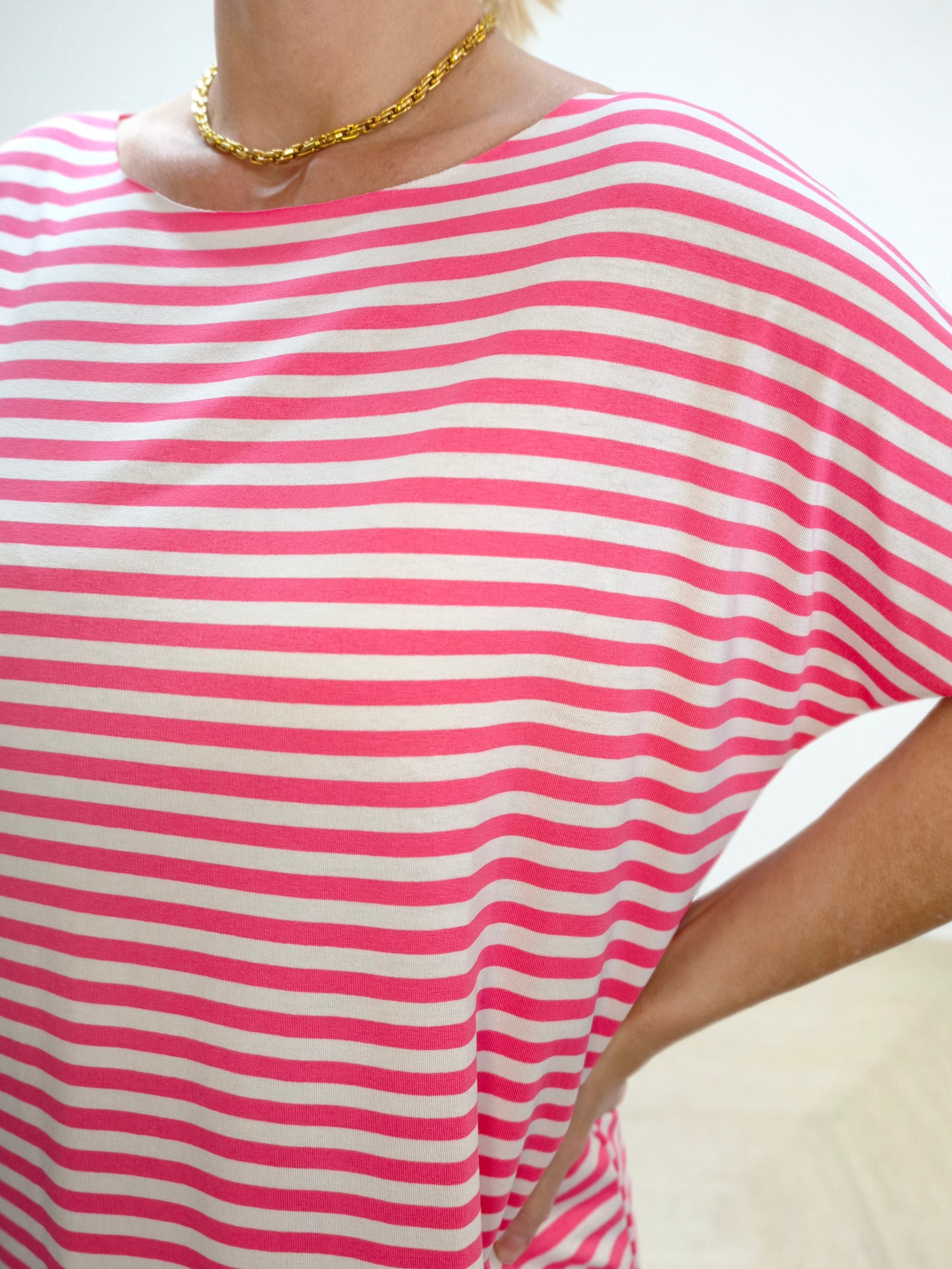 Leichtes Shirt gestreift in weiss/rosa (38-42/44)