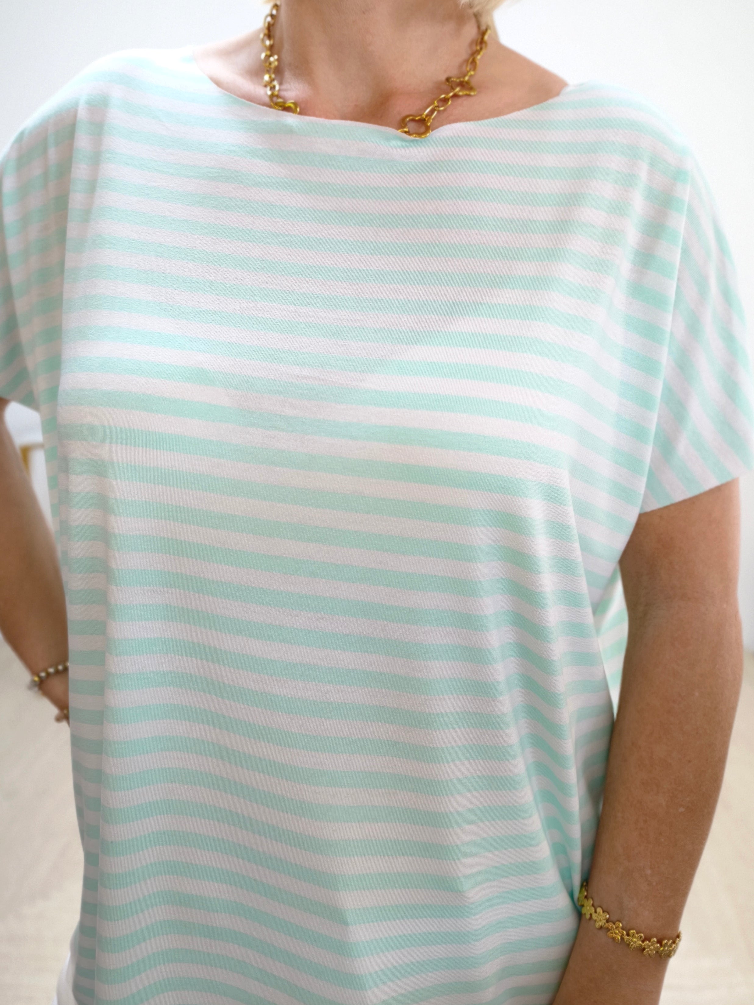 Leichtes Shirt gestreift in weiss/mint (38-42/44)