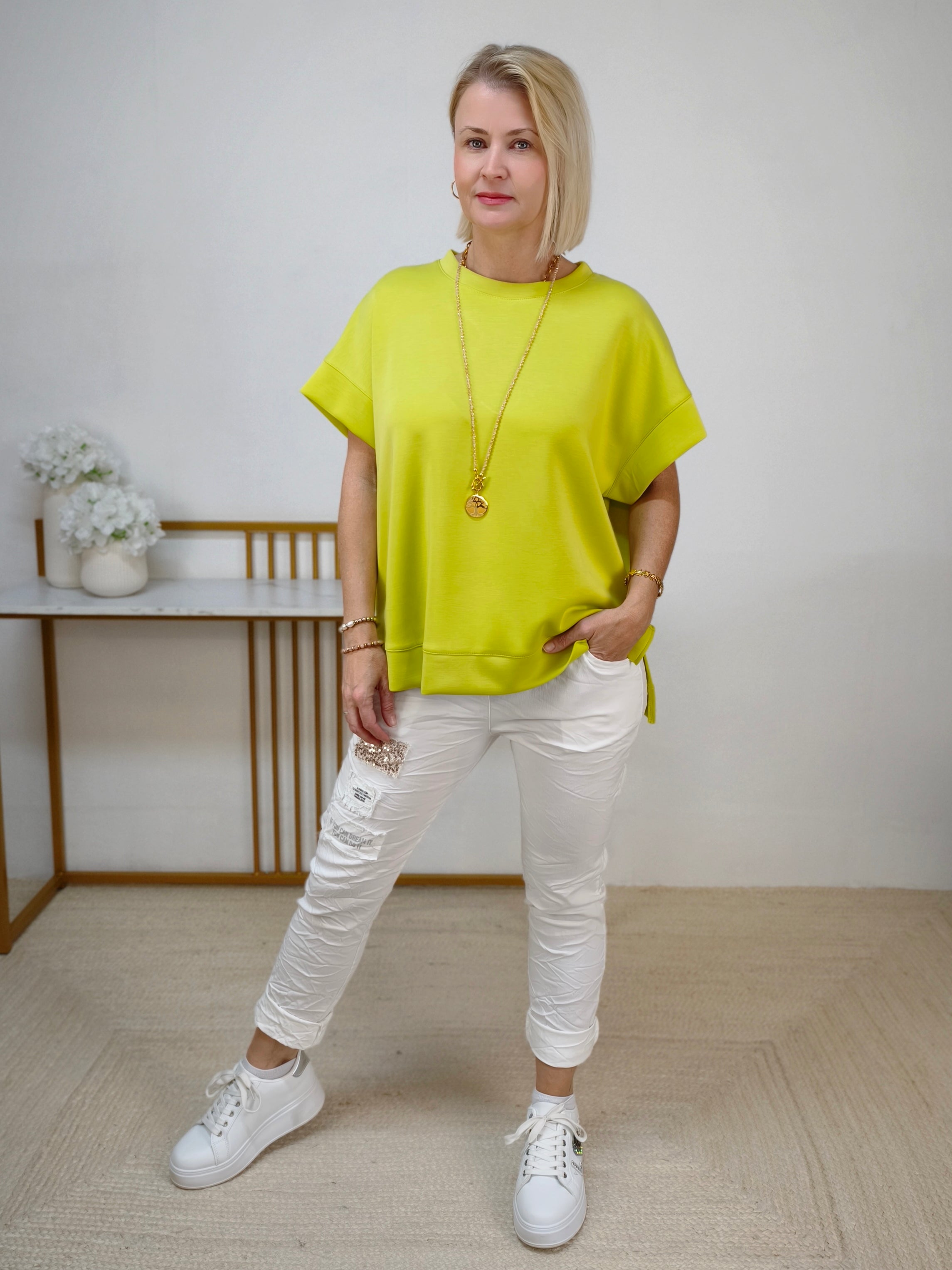 Damen Shirt "Ina" unifarben in kiwi (38-44)