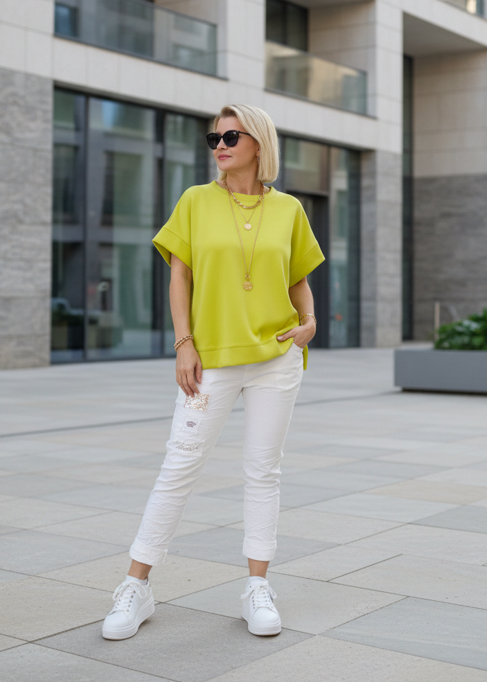 Damen Shirt "Ina" unifarben in kiwi (38-44)