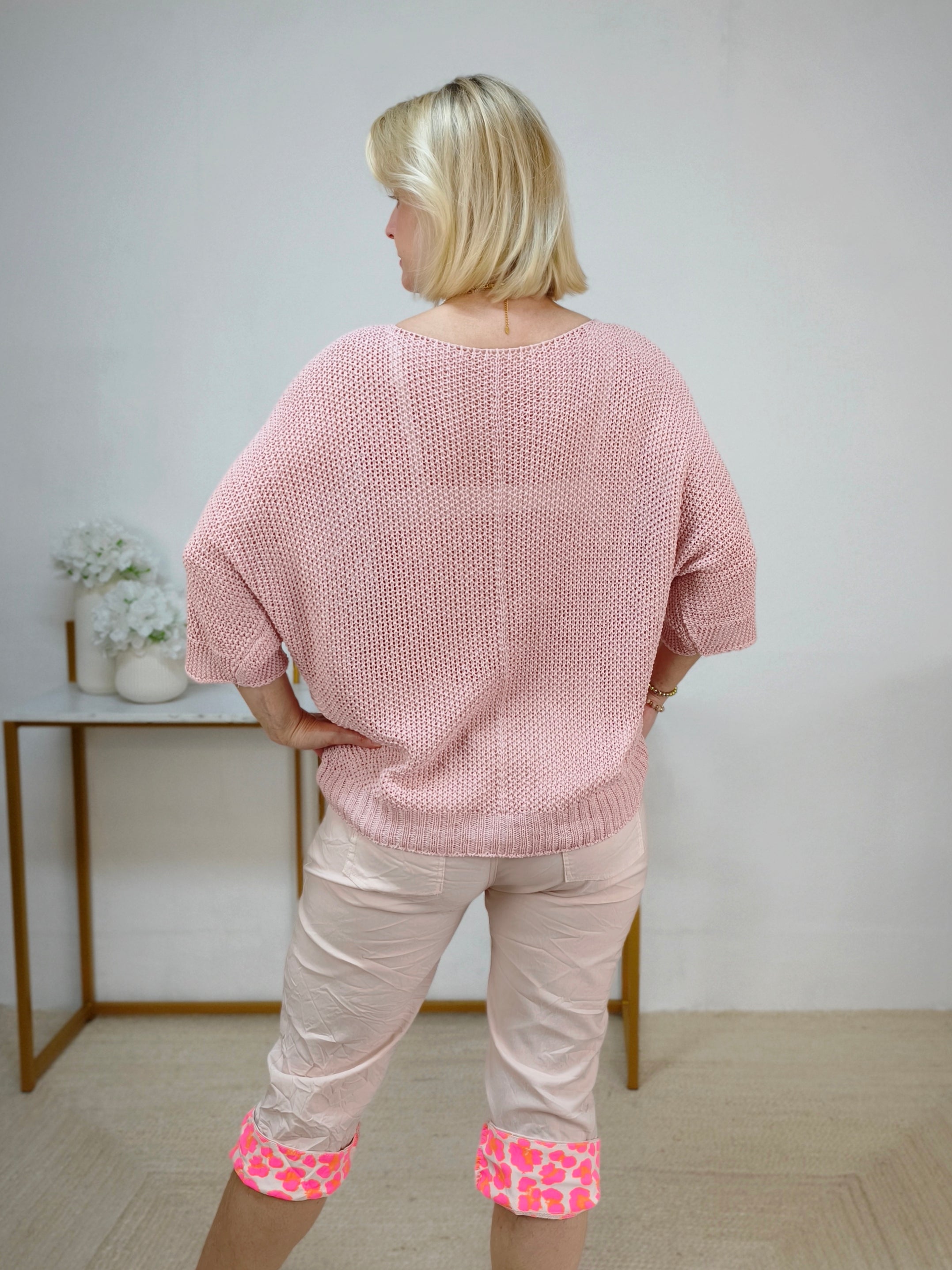 Leichter Häkelpullover altrosa (38-42/44)