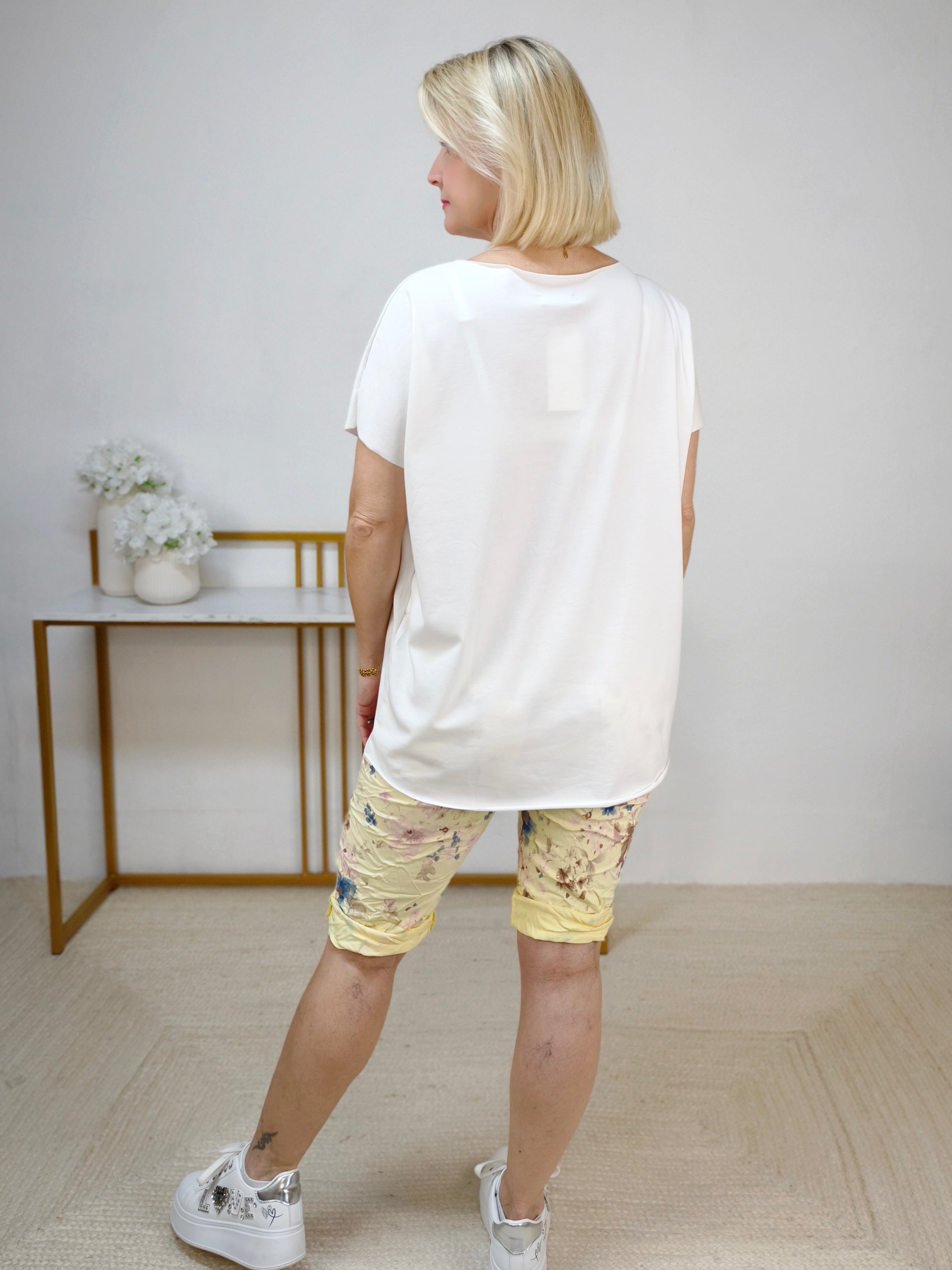 Einfarbiges, leichtes Shirt in weiss aus Baumwolle (40-42/44)