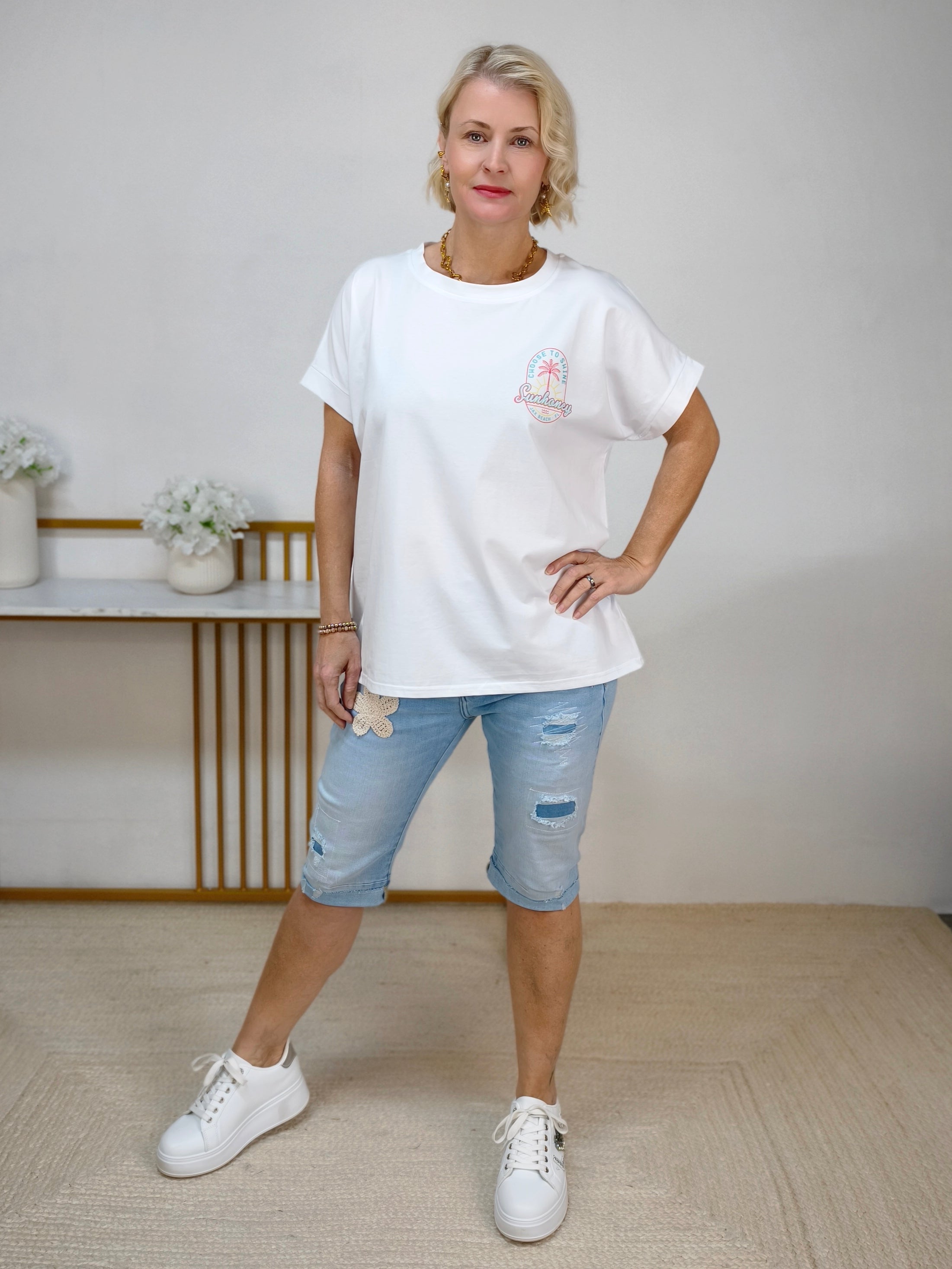 T-Shirt "Sunhoney" in weiss (40-44)