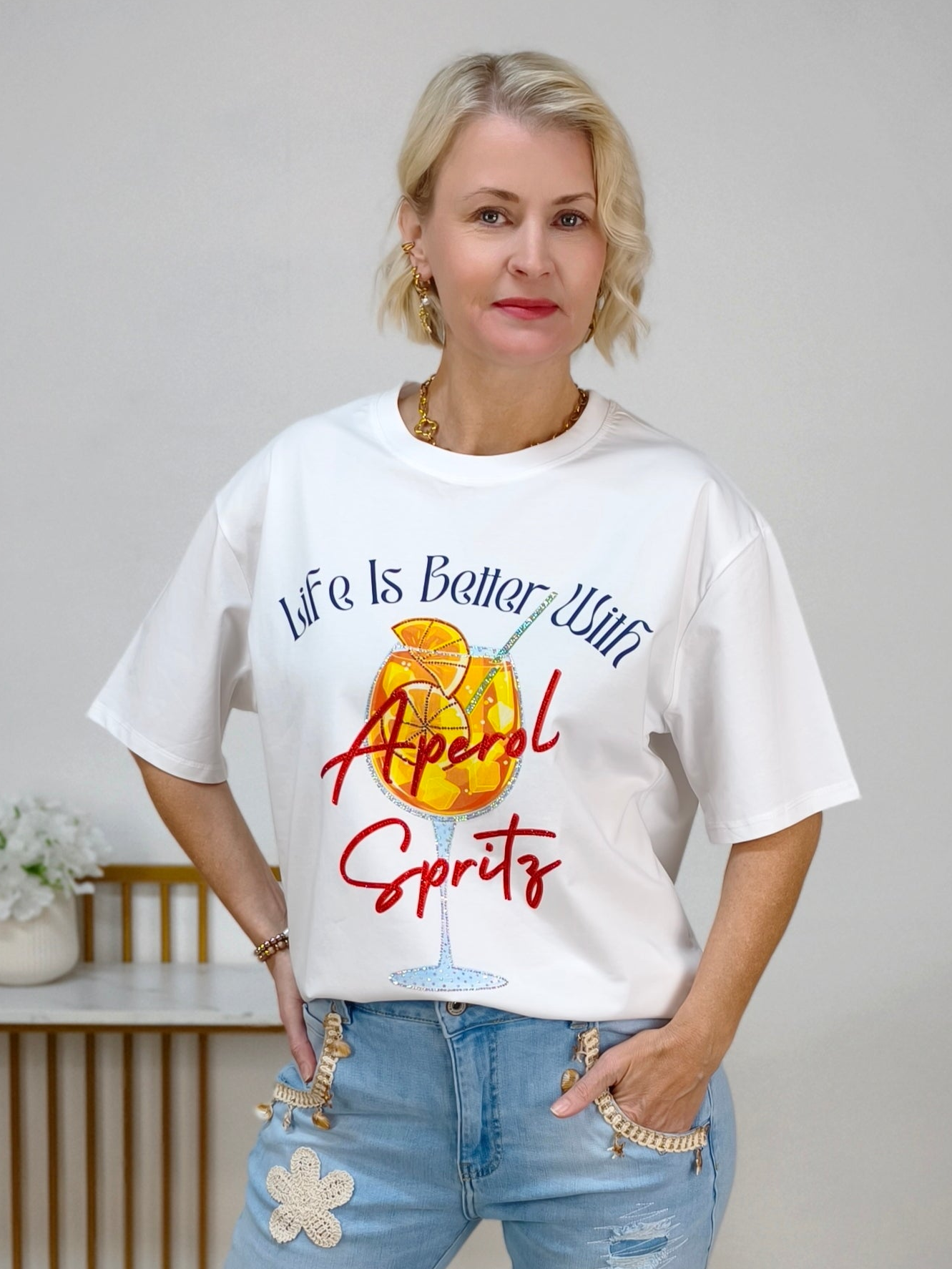 T-Shirt "Spritz" in weiss (38-42/44)