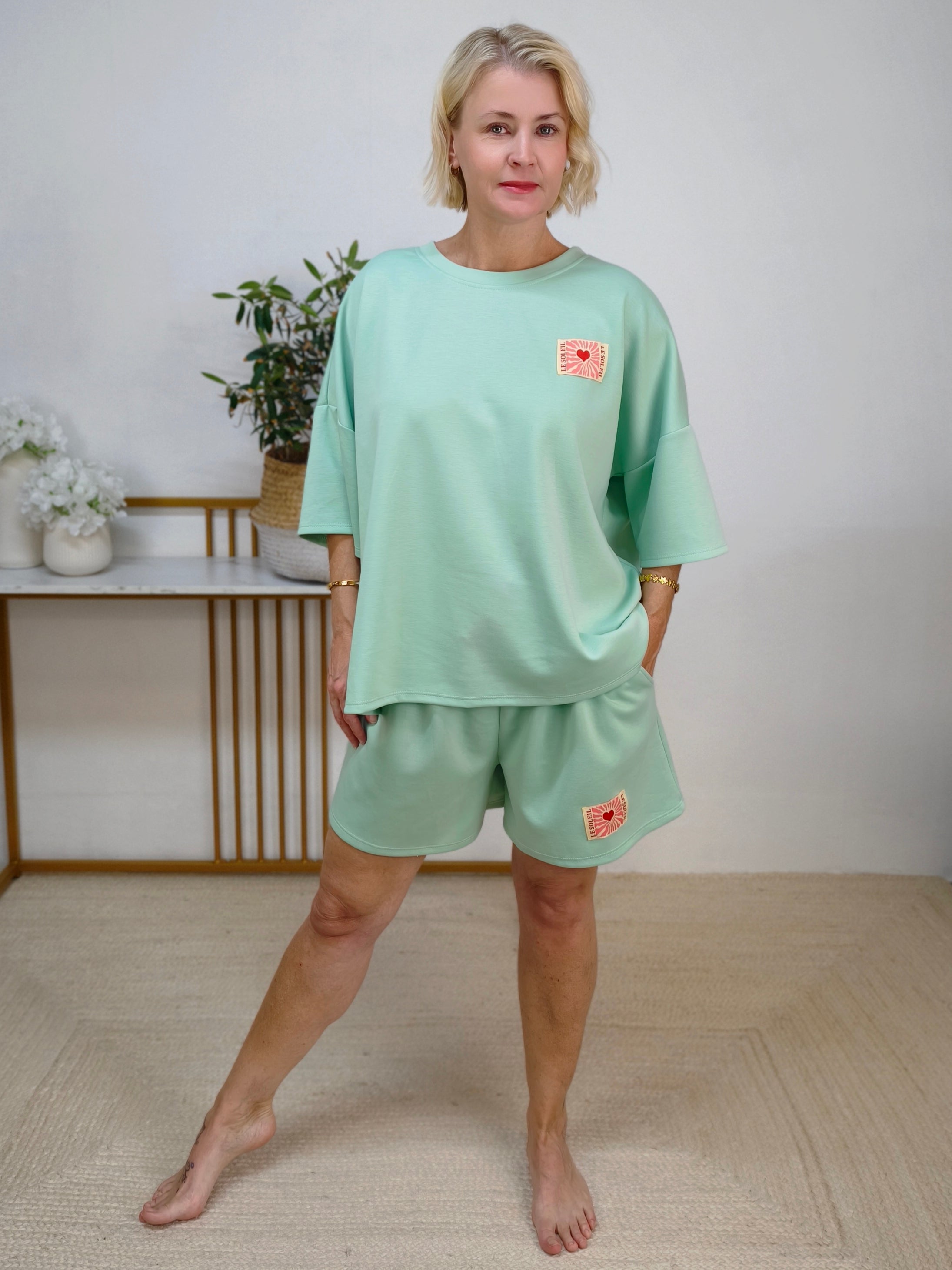Kurzarm Sweater "Le Soleil" lindgrün (38 - 44)