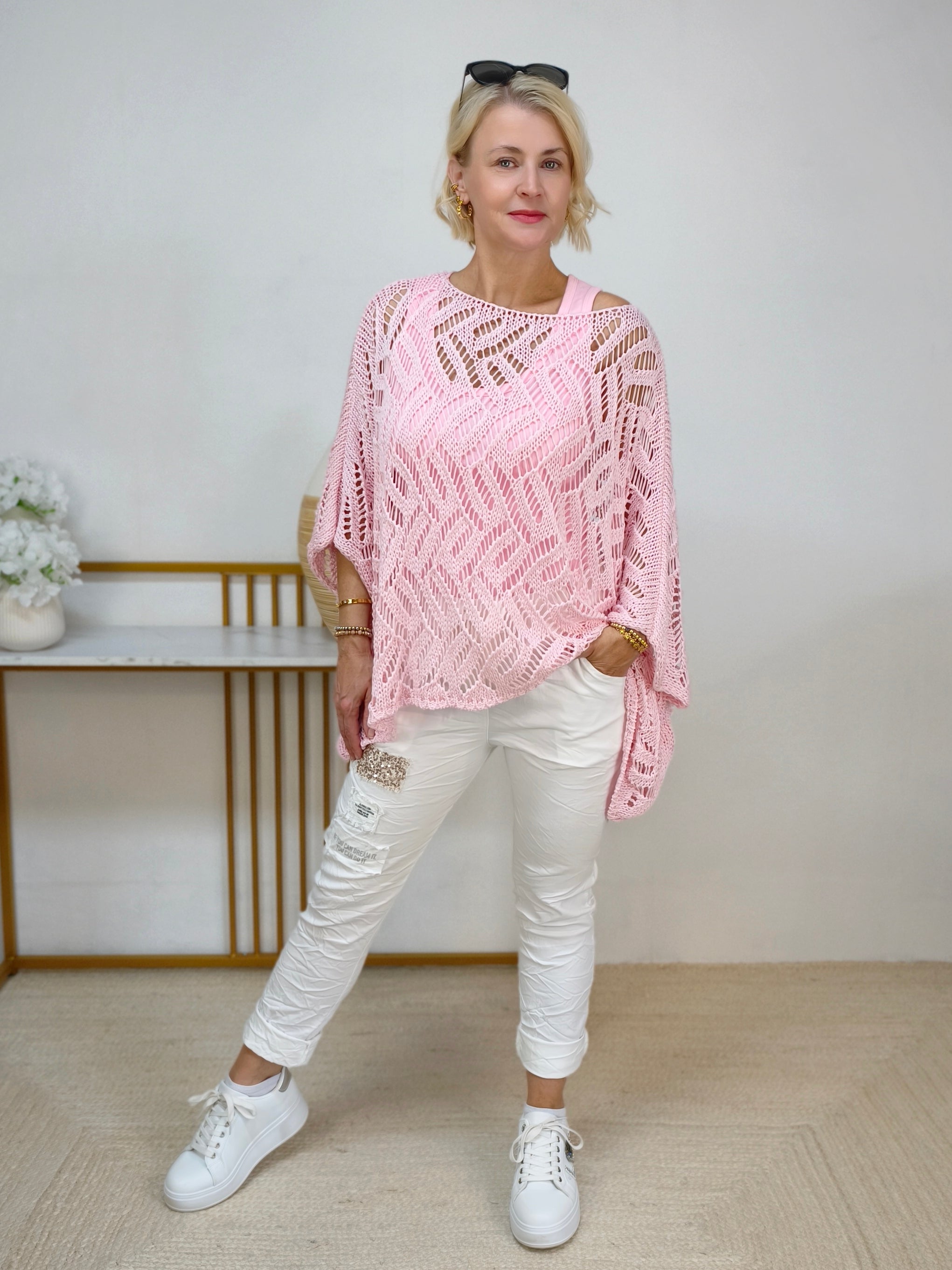 Grober Häkel - Pullover rosa (38-44)