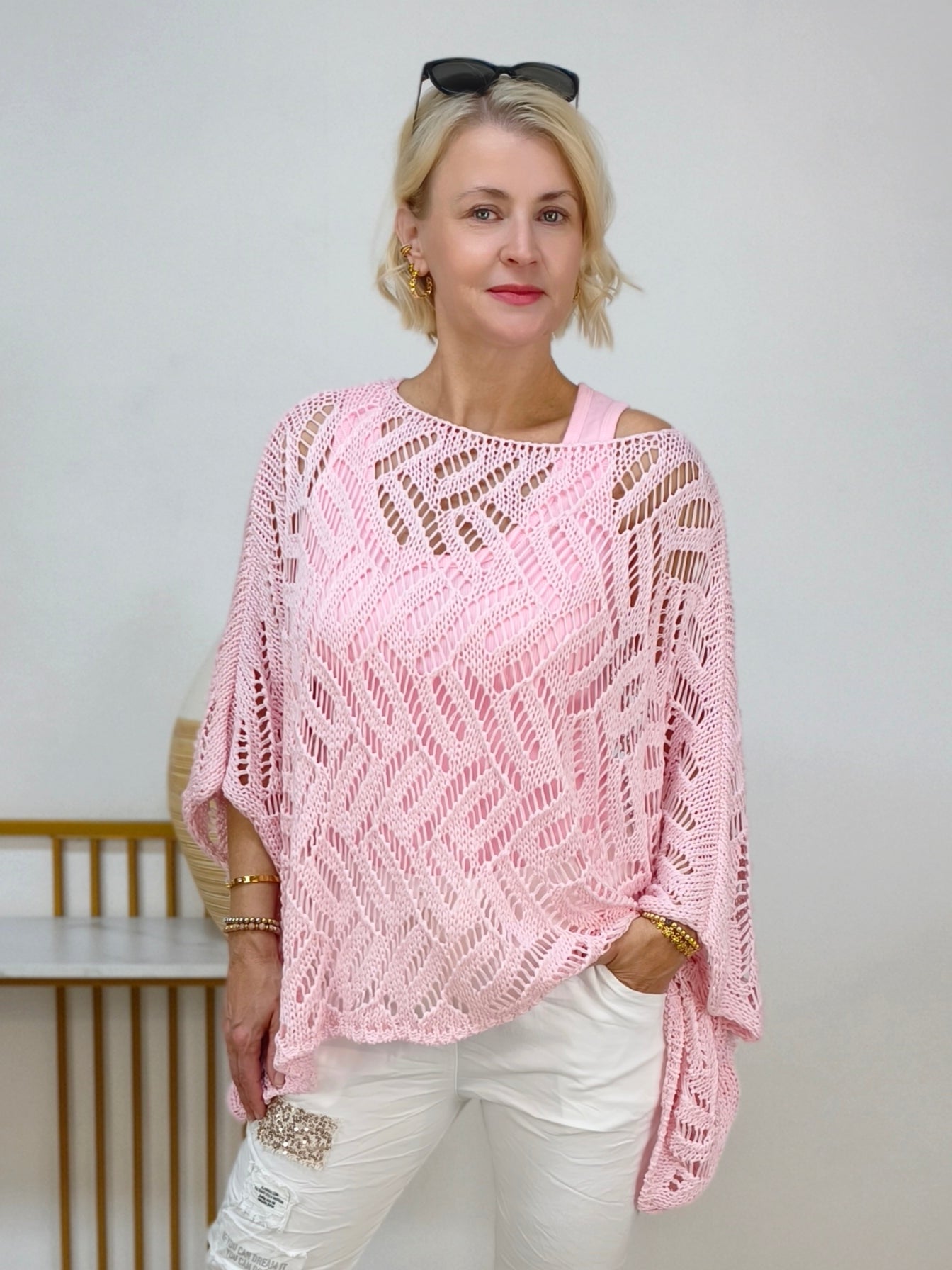 Grober Häkel - Pullover rosa (38-44)