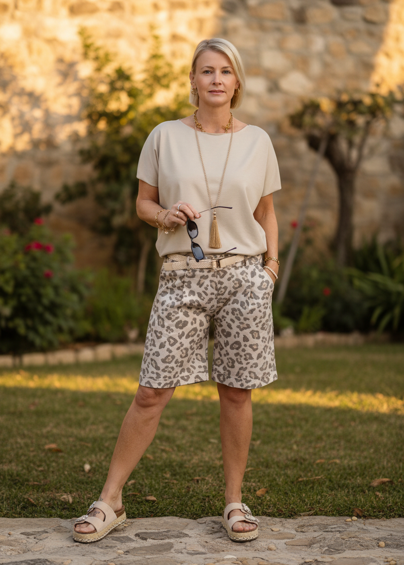 Einfarbiges, leichtes Shirt in beige aus Baumwolle (40-42/44)