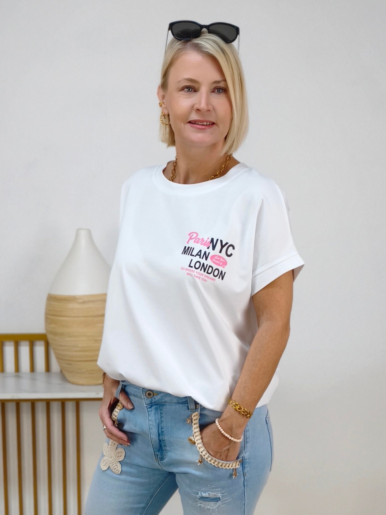 T-Shirt "City" in weiss (40-44)