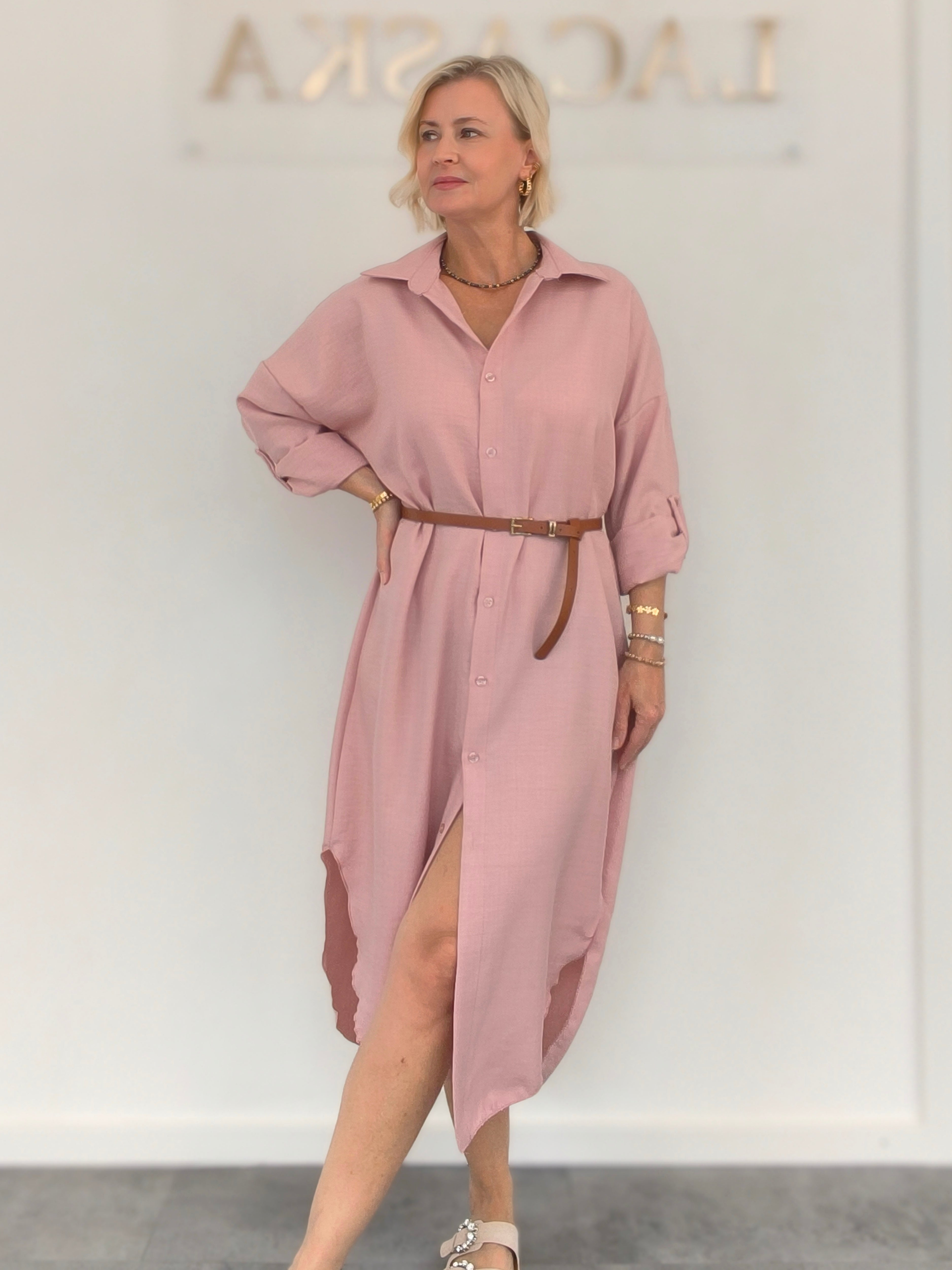 Hemdkleid einfarbig in altrosa (38-44)