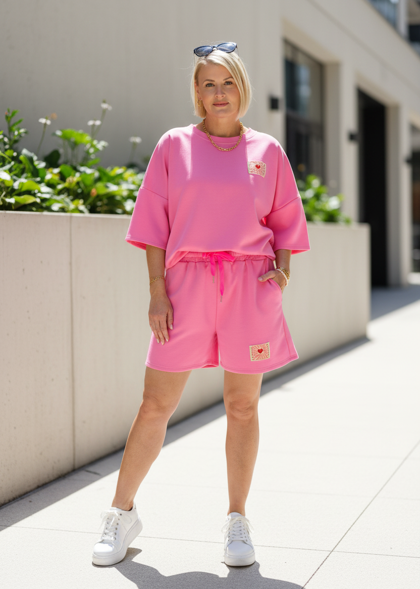 Kurzarm Sweater "Le Soleil" strawberry (38 - 44)