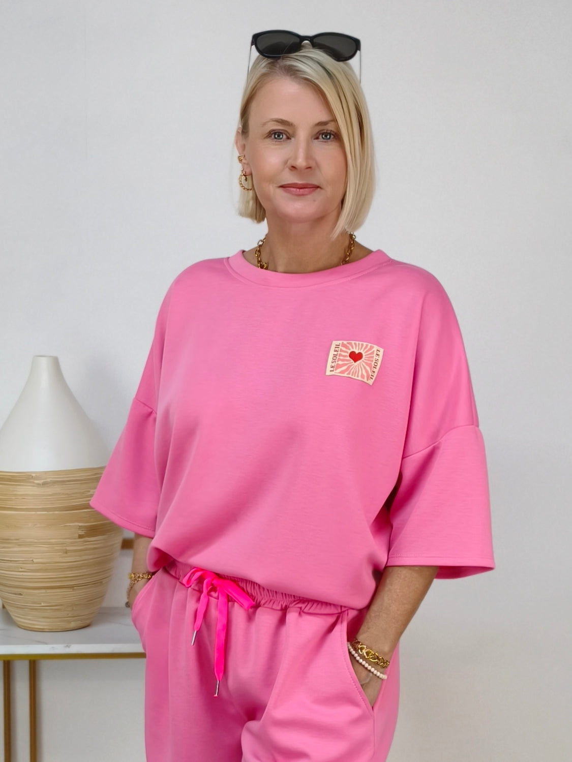 Kurzarm Sweater "Le Soleil" strawberry (38 - 44)
