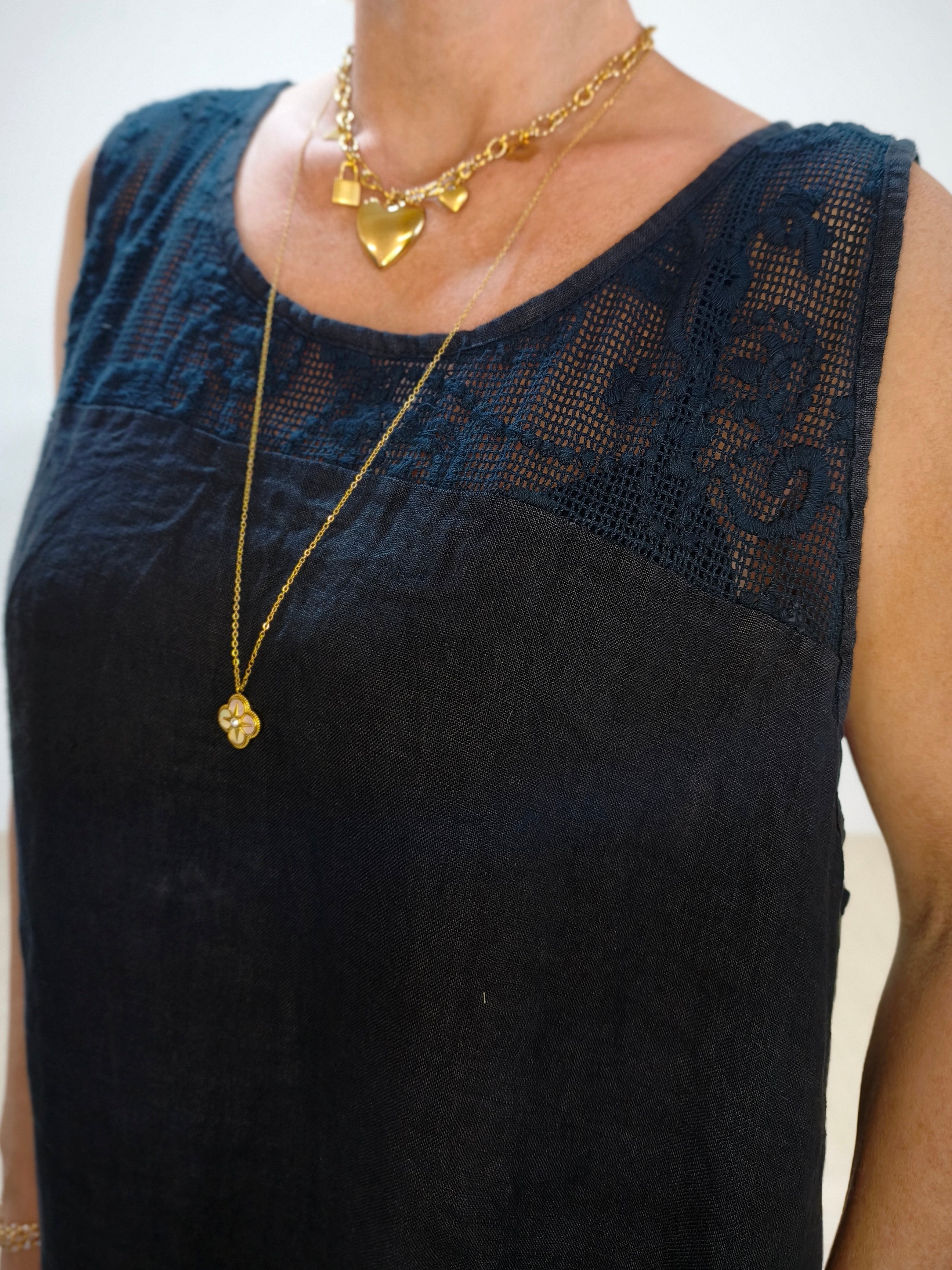 langes Leinenkleid "Hanna" schwarz (42-44/46)