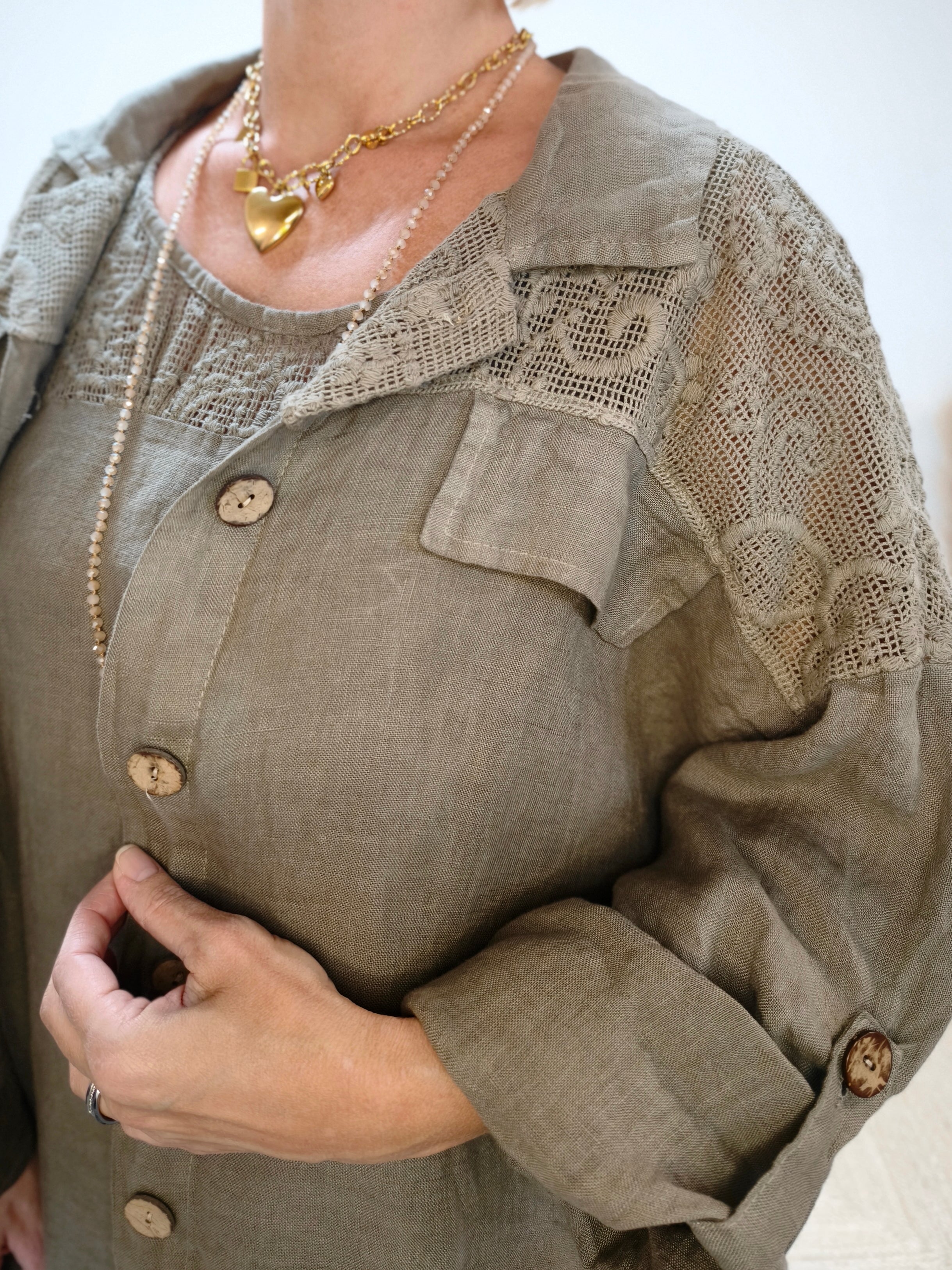 Leinen Blusen - Jacke "Hanna" taupe (42-44/46)