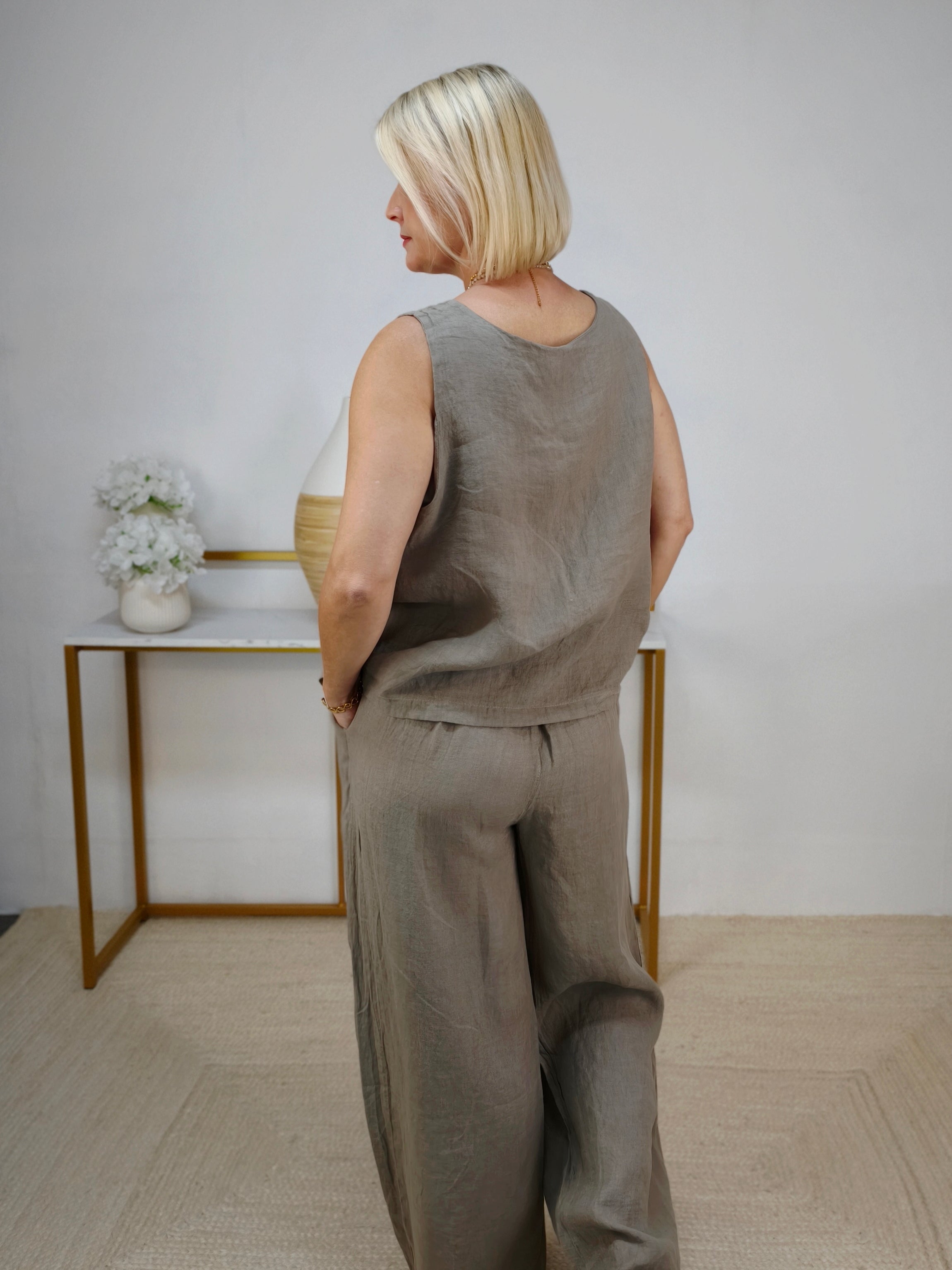 Zweiteiler Set "Como" taupe - Marlenehose & Top (2 Größen)