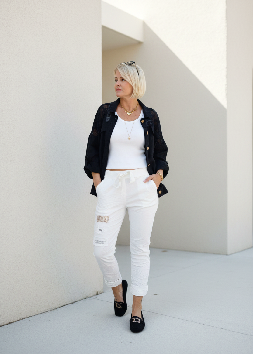 Leinen Blusen - Jacke "Hanna" schwarz (42-44/46)