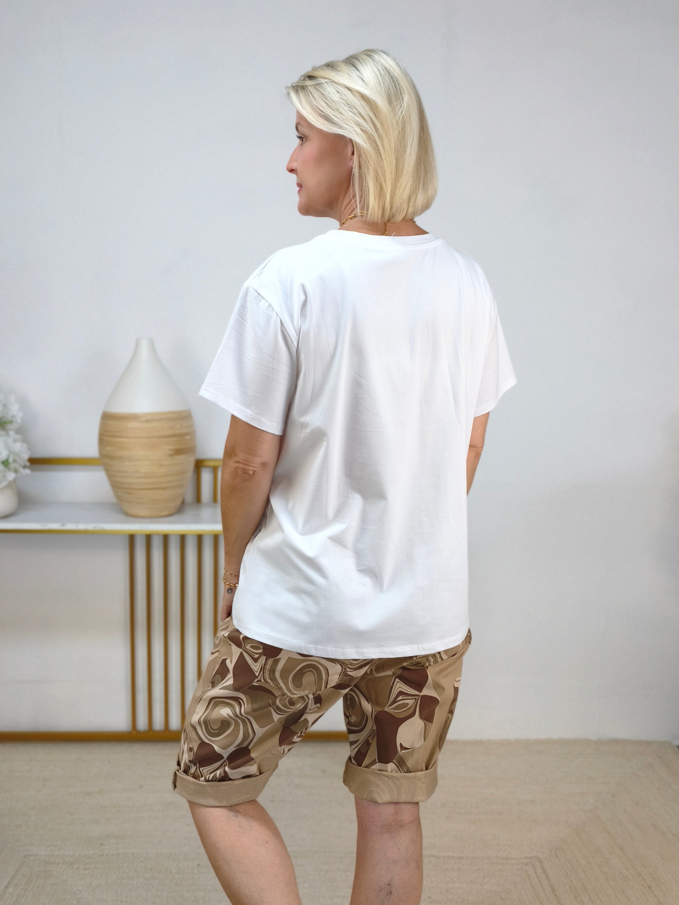 T-Shirt "Monstera" weiss/braun (36-42)