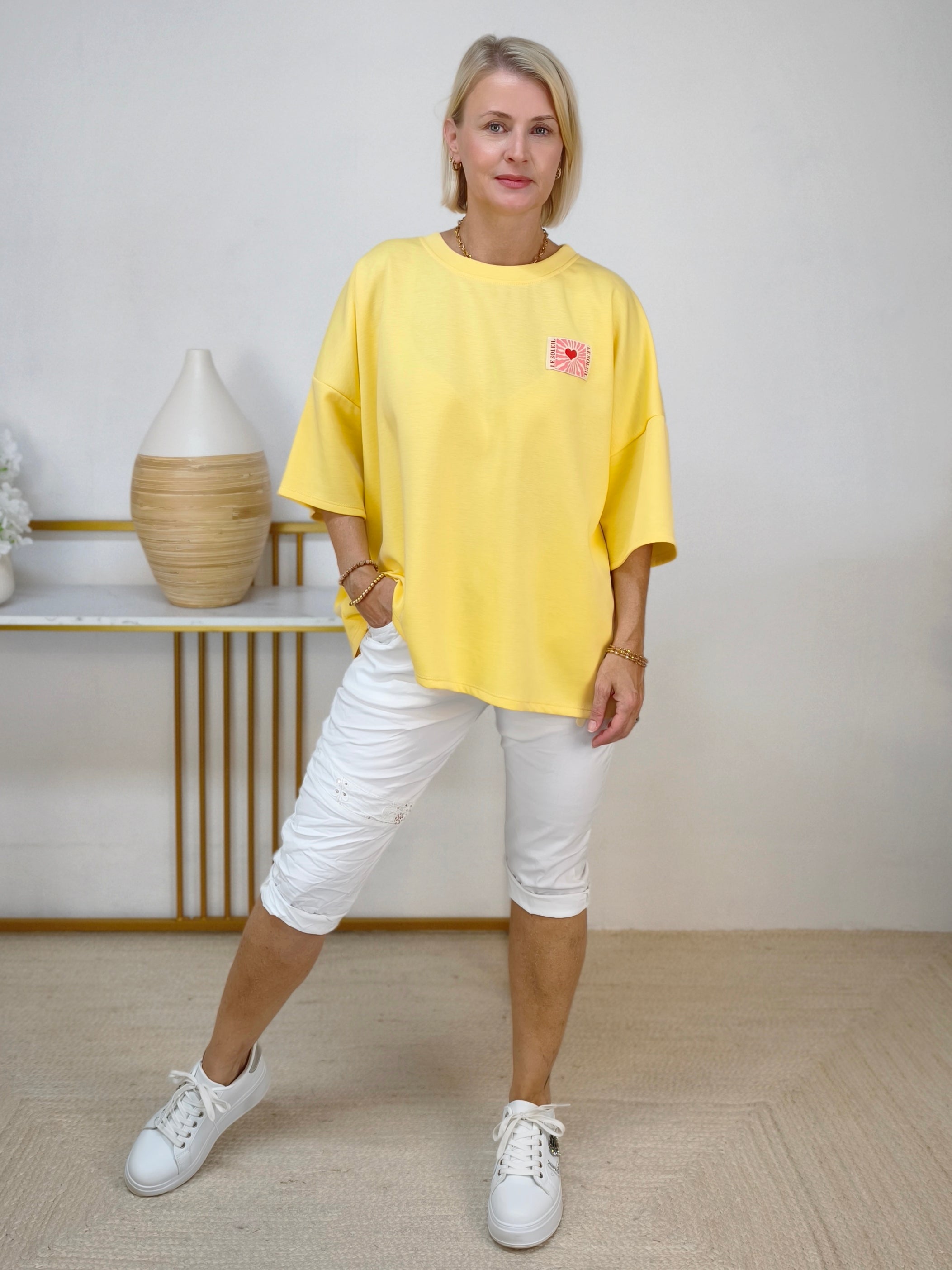 Kurzarm Sweater "Le Soleil" gelb (38 - 44)