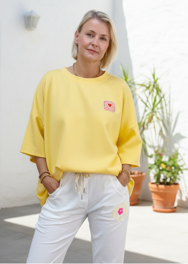 Kurzarm Sweater "Le Soleil" gelb (38 - 44)