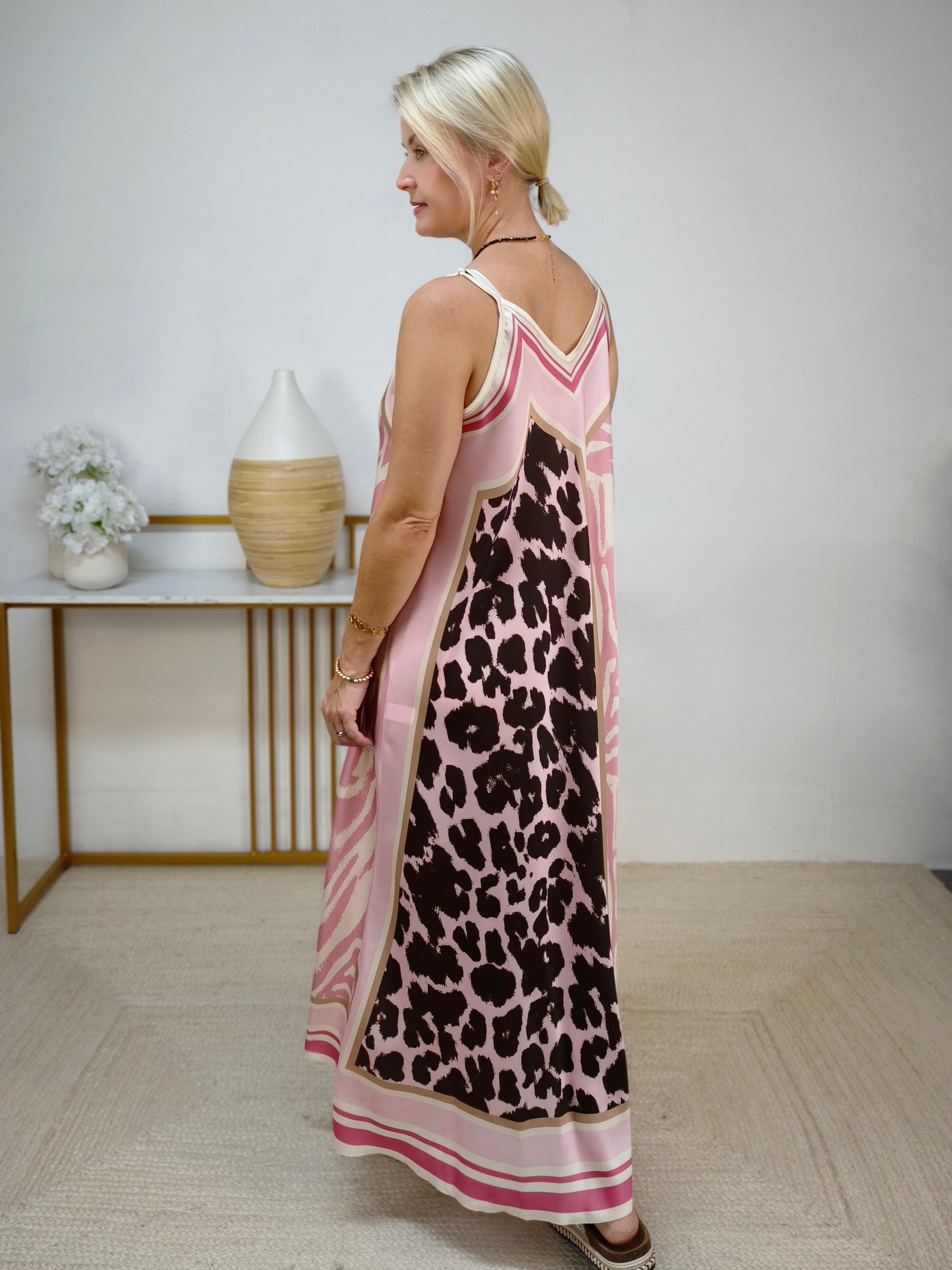 Gemustertes Trägerkleid "Sally" Altrosa (36-42)
