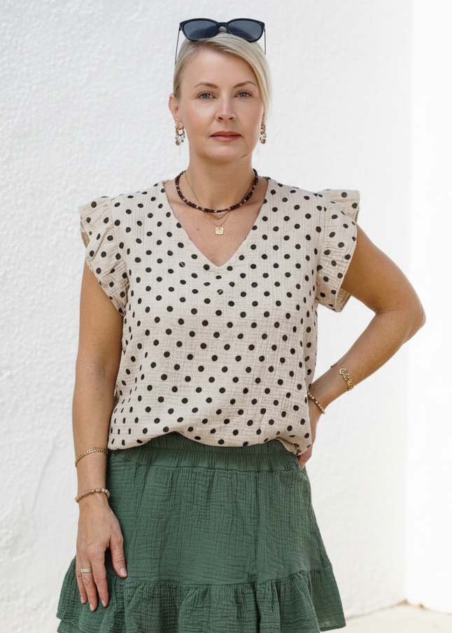 Blusen - Top aus Baumwolle in Beige (36-42)