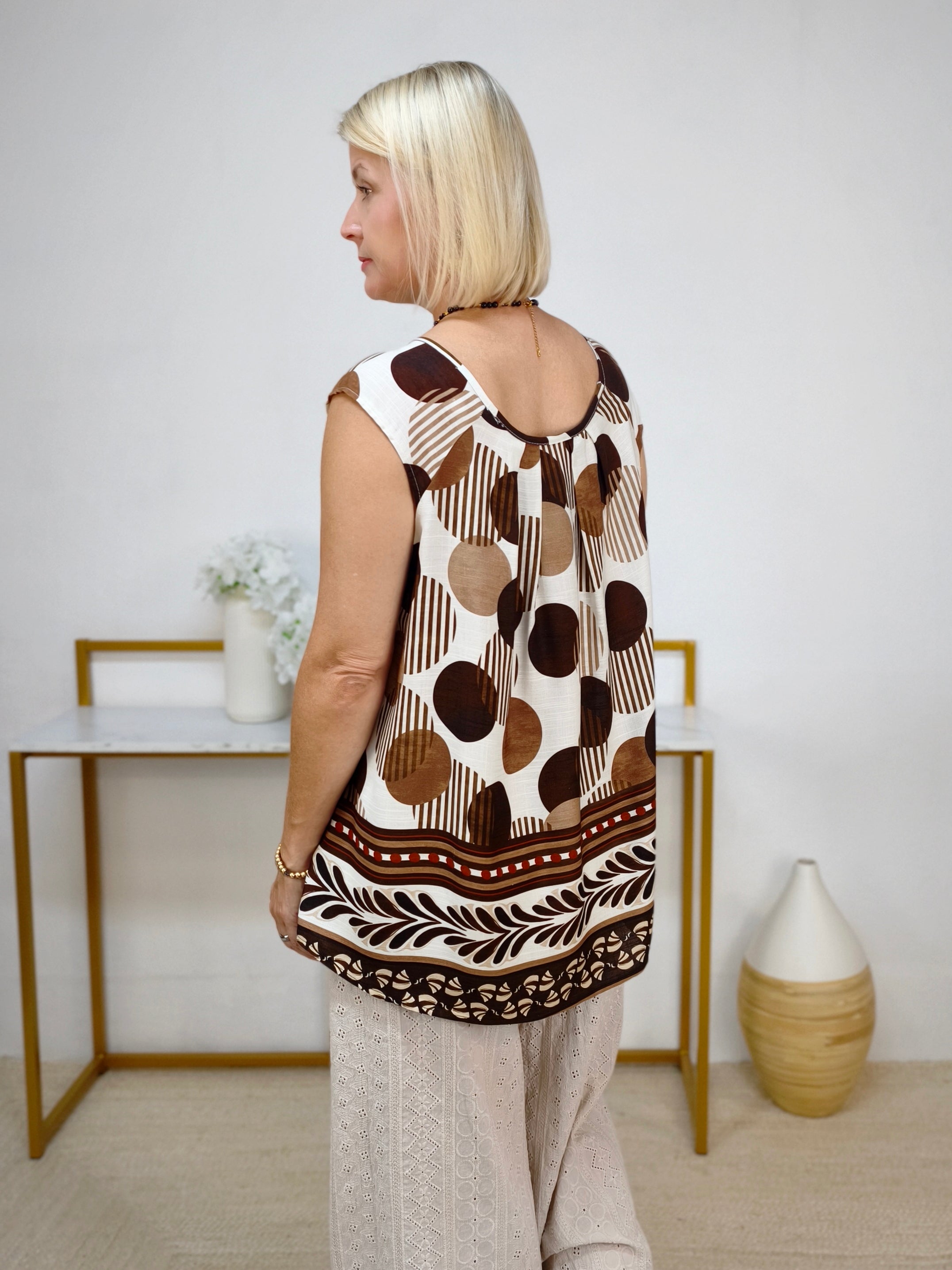 Lockeres Top in Braun/Beige (36-44)