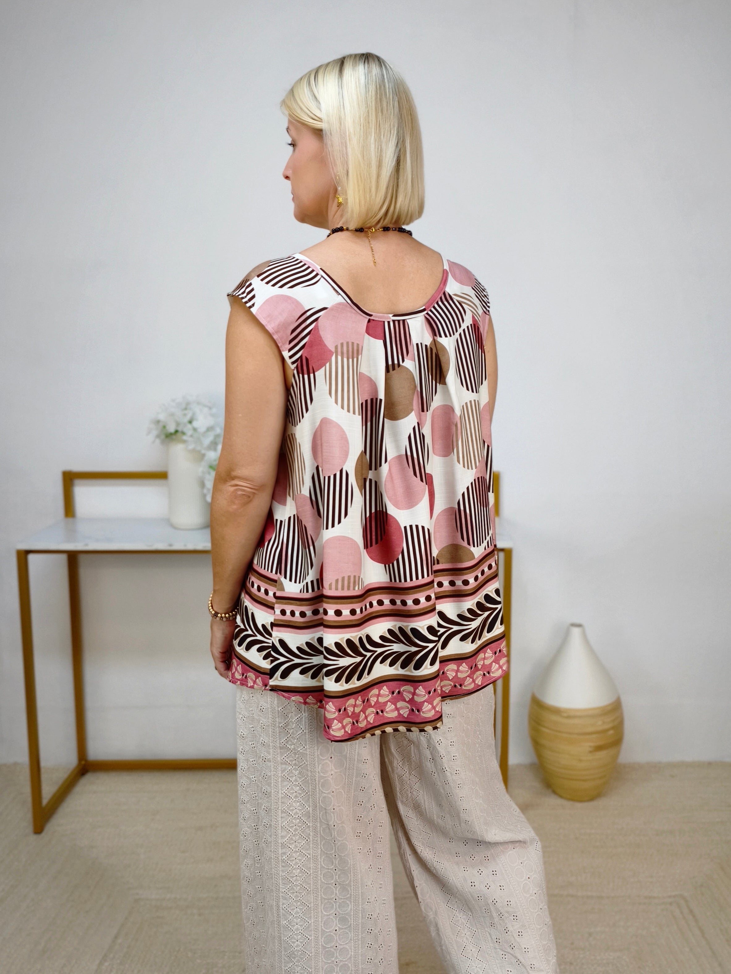 Lockeres Top in Rosa/Beige (36-44)