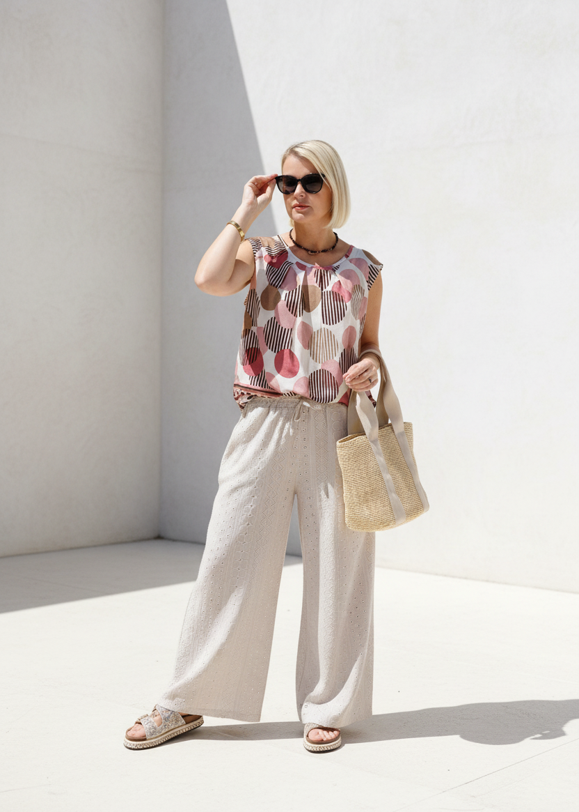 Lockeres Top in Rosa/Beige (36-44)