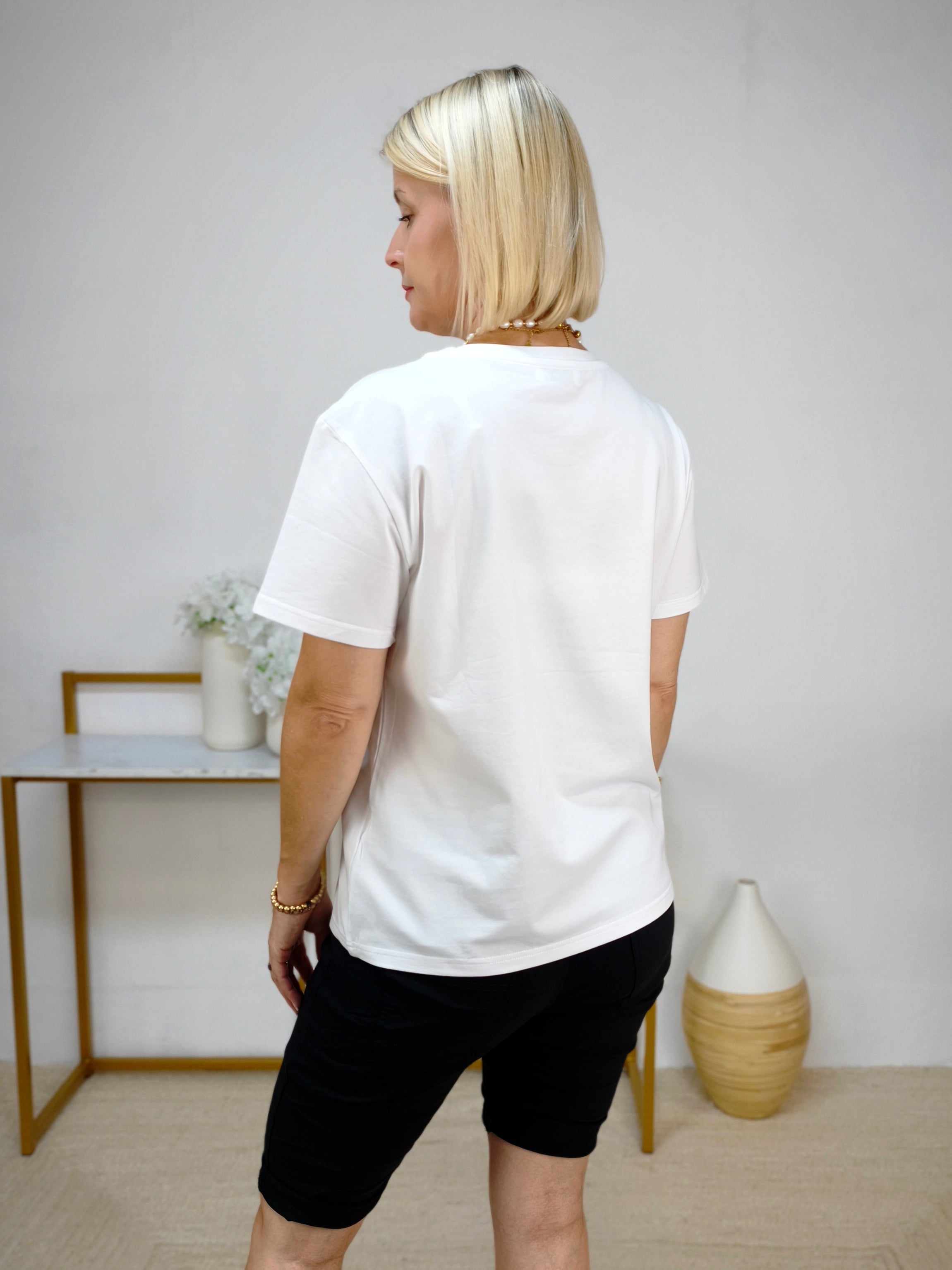 T-Shirt "Lips" weiss/rot mit Leo (36-40)