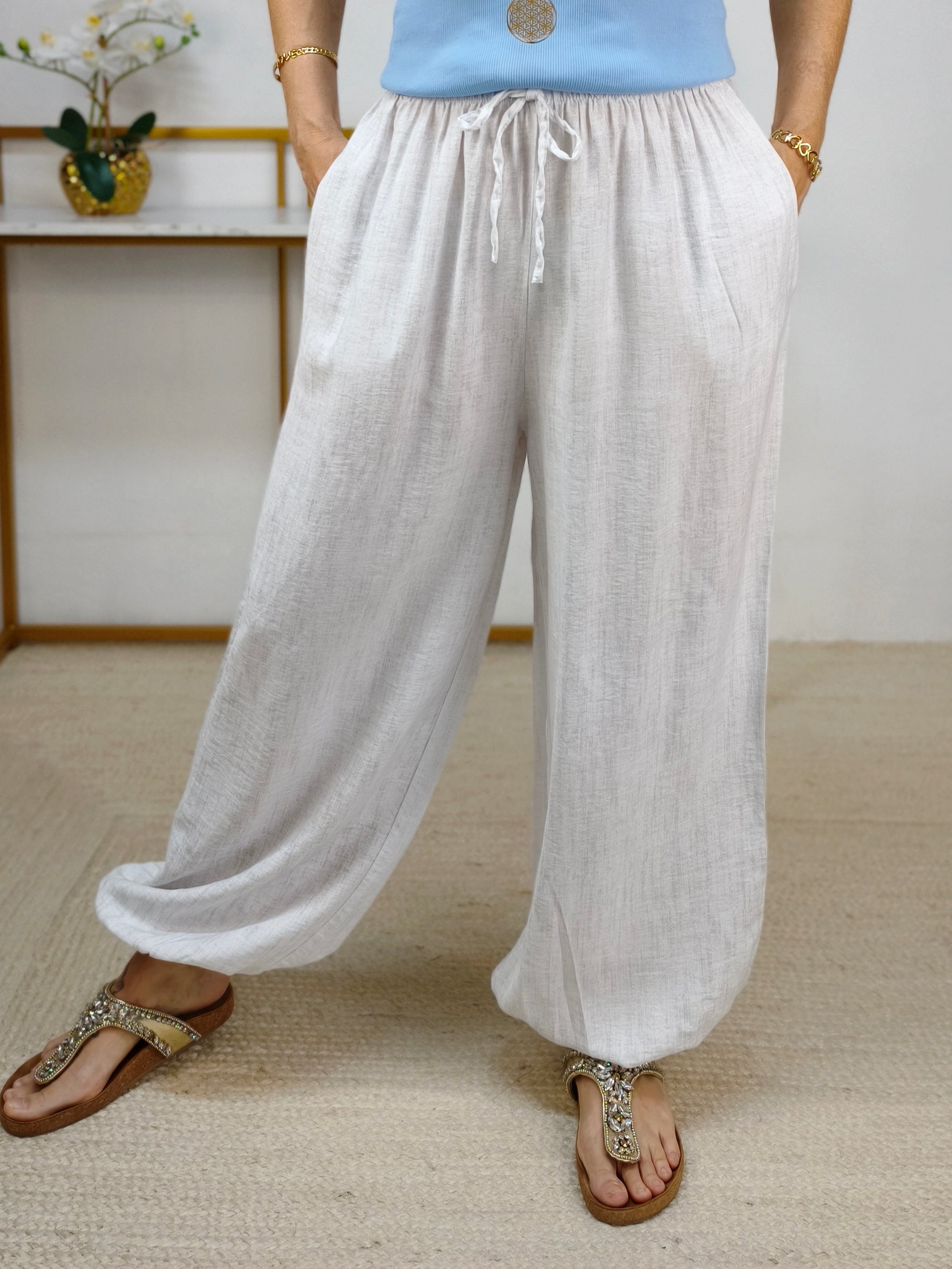 Cargohose - Pumphose in Weiss meliert (36-42)