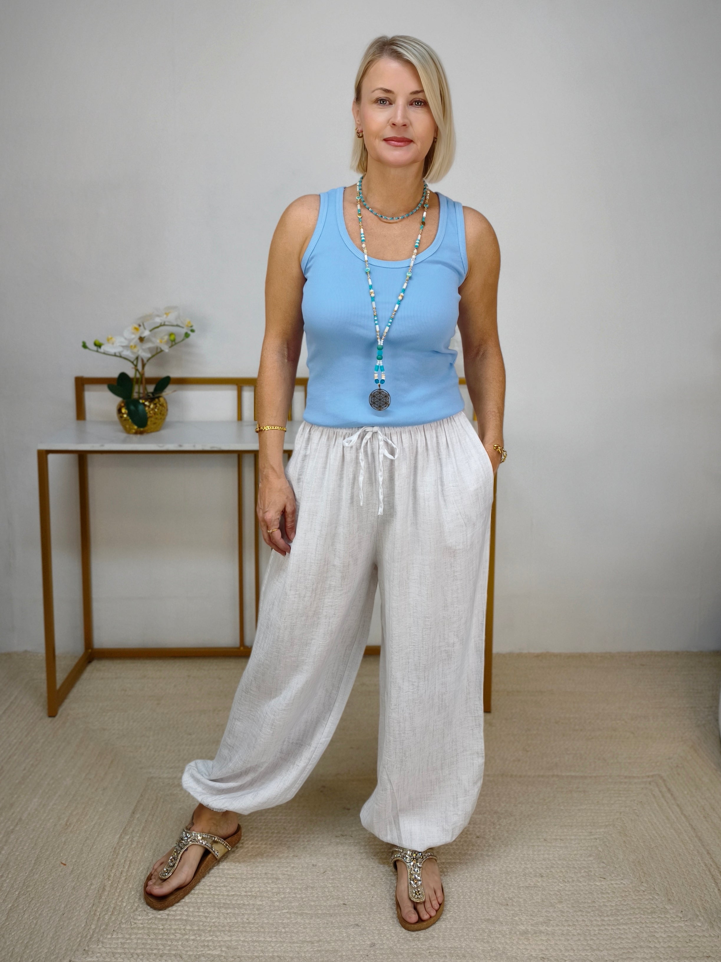 Cargohose - Pumphose in Weiss meliert (36-42)