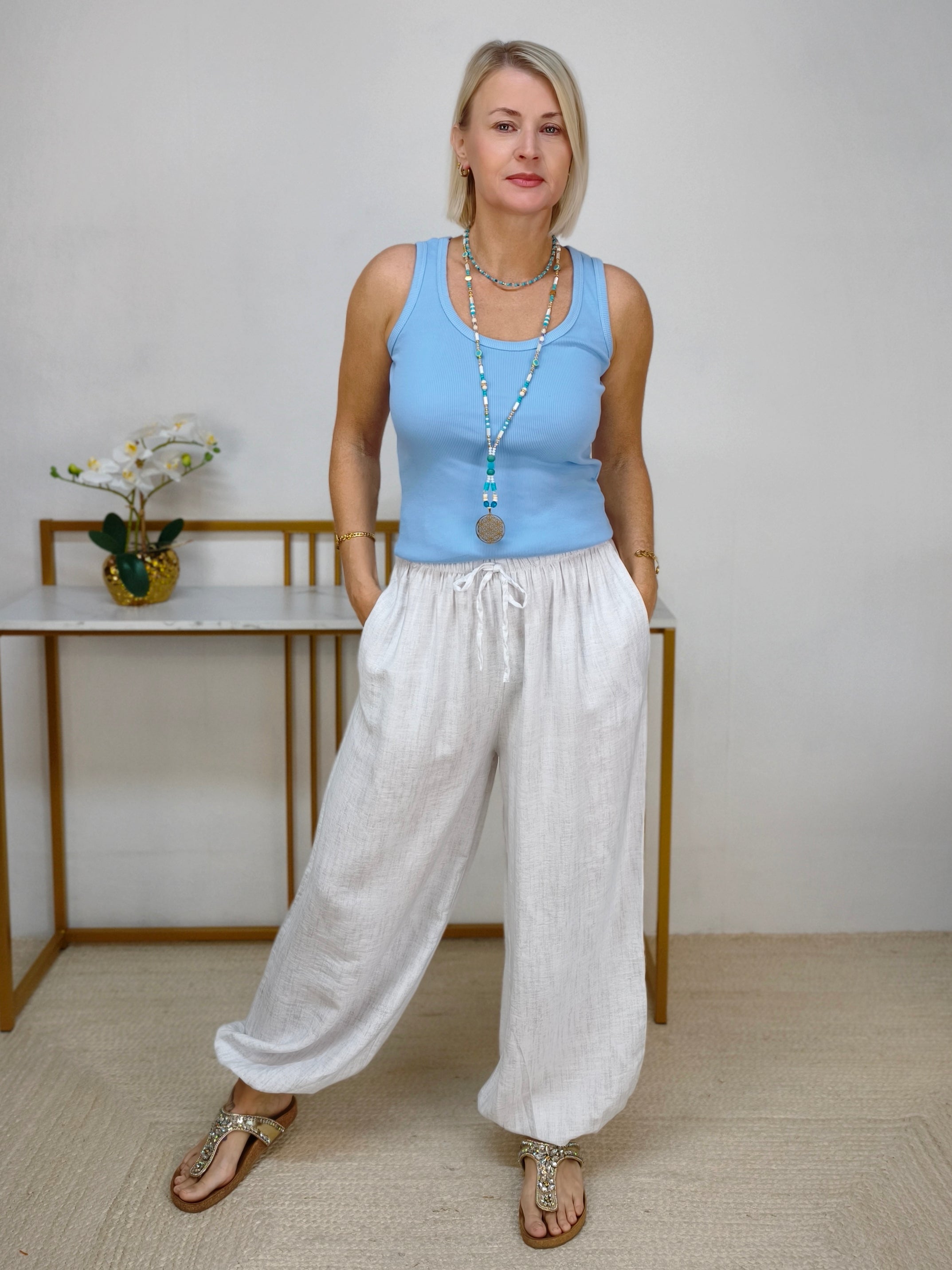 Cargohose - Pumphose in Weiss meliert (36-42)