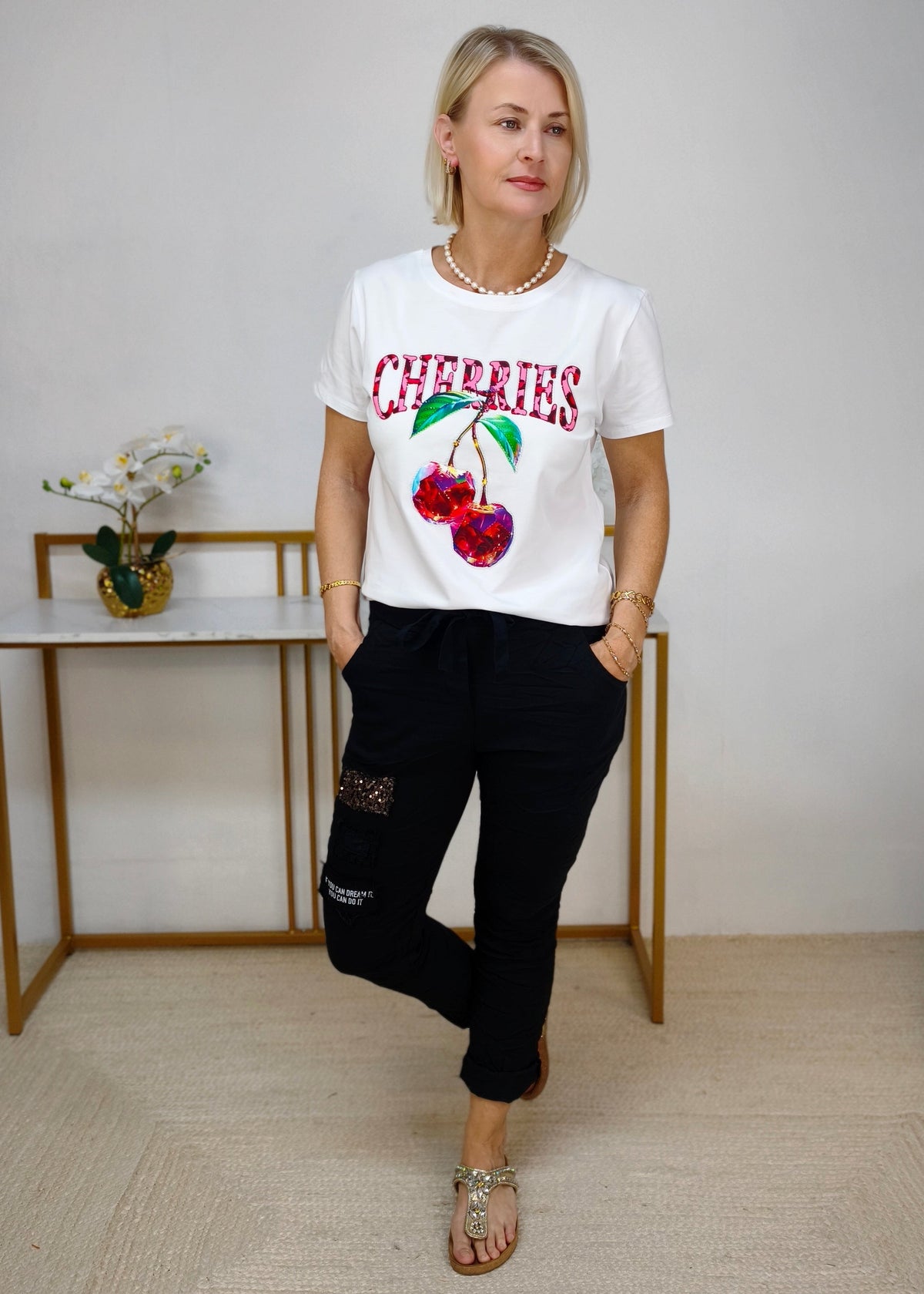 T-Shirt "Cherry" weiss/rot (36/38 & 40)